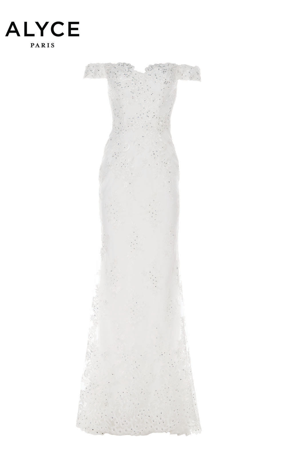 ALYCE Paris 27249 Special Occasion Off The Shoulder Neckline Train Straight Dress