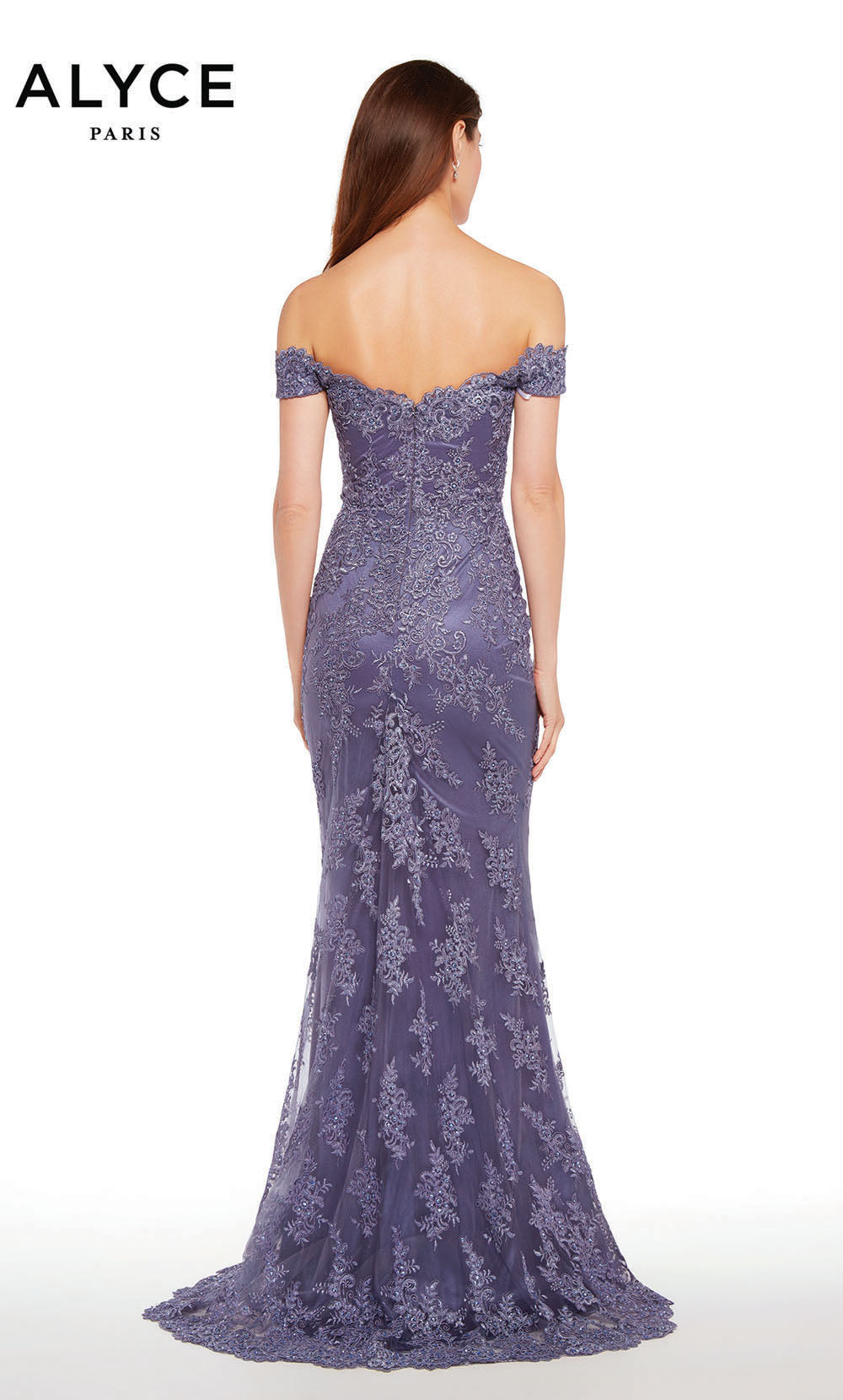 ALYCE Paris 27249 Special Occasion Off The Shoulder Neckline Train Straight Dress