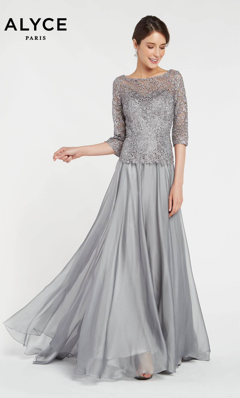 ALYCE Paris 27251 Special Occasion Boat Neckline Embellished A Line Dress