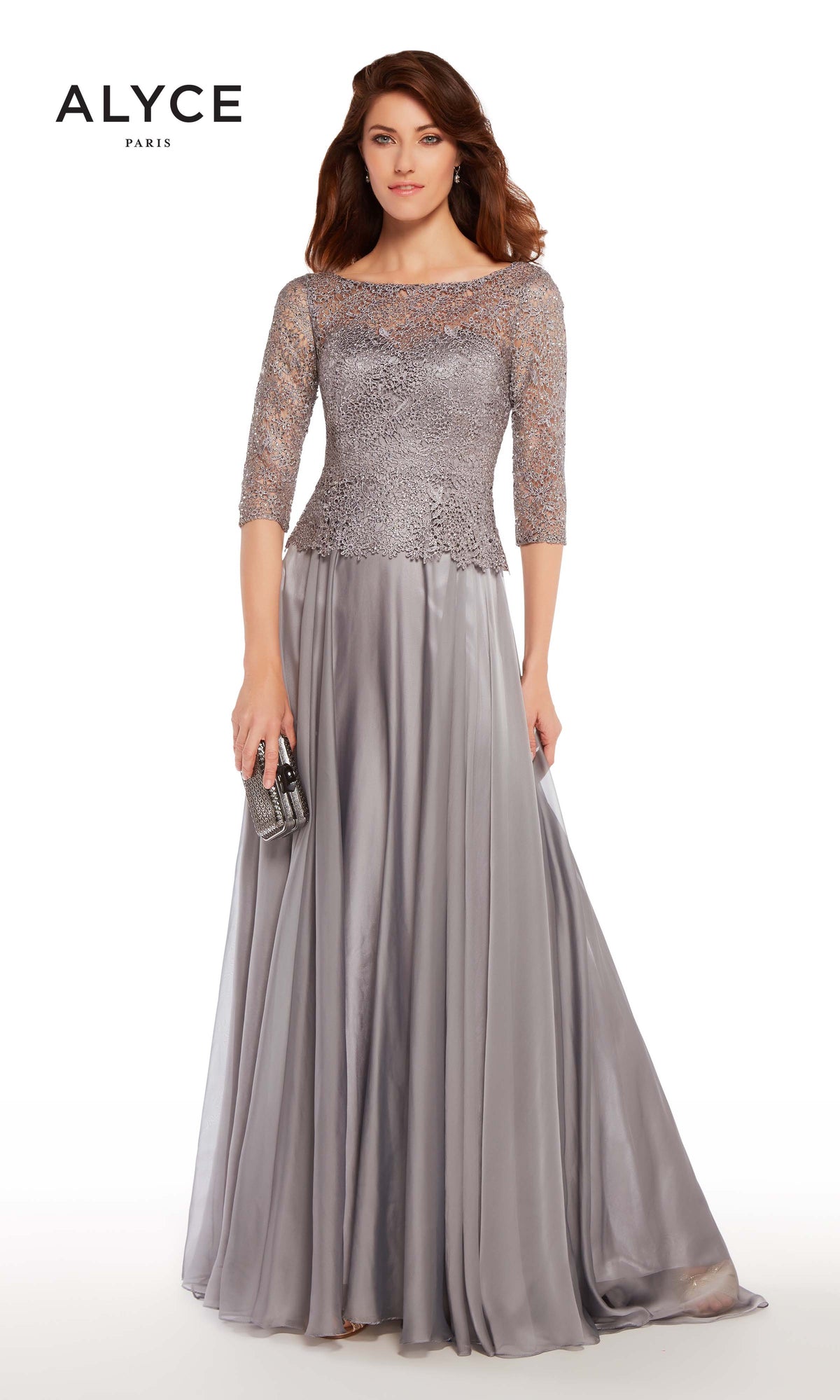 ALYCE Paris 27251 Special Occasion Boat Neckline Embellished A Line Dress