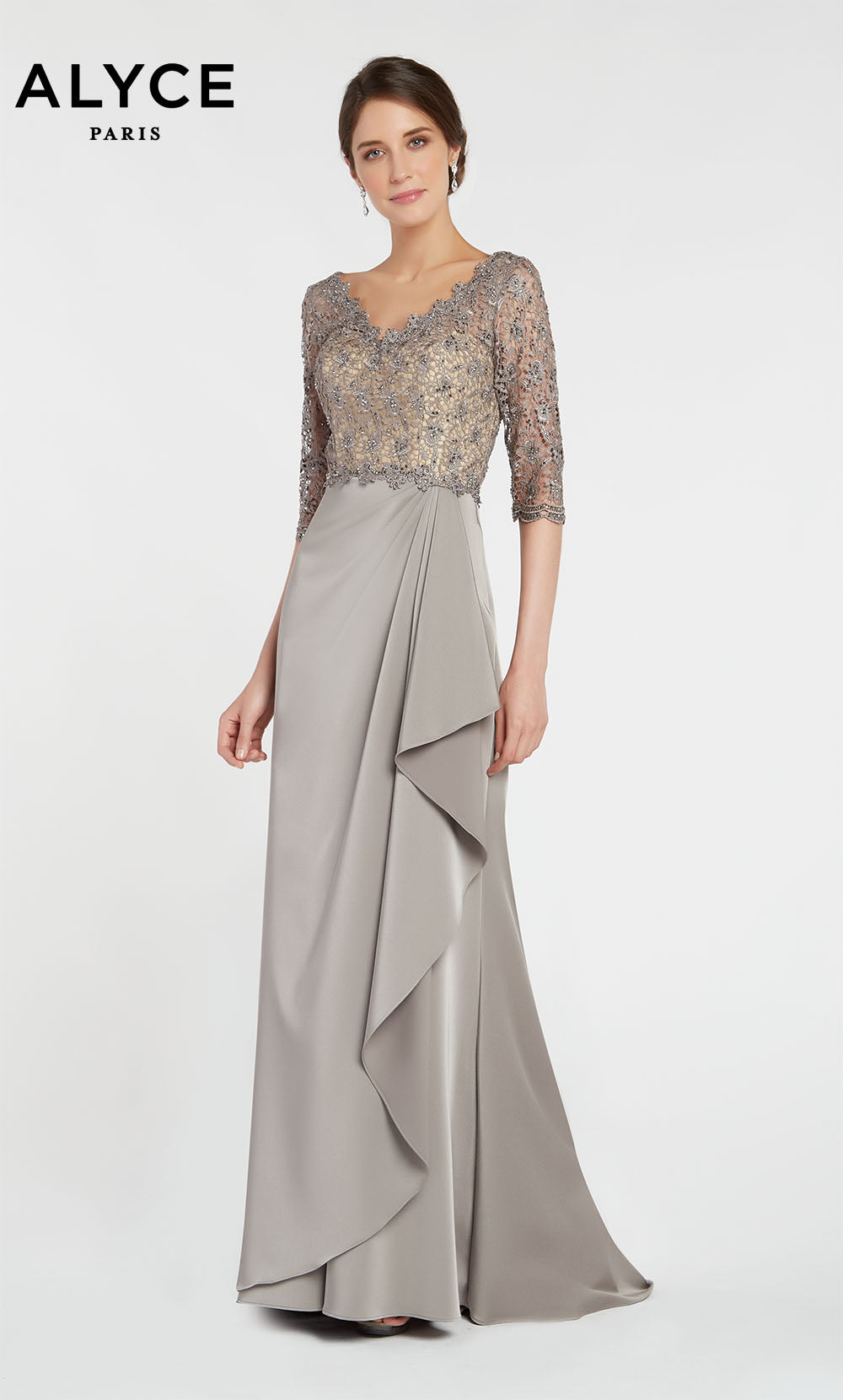 ALYCE Paris 27260 Special Occasion V-neckline Ruched/draped Straight Dress