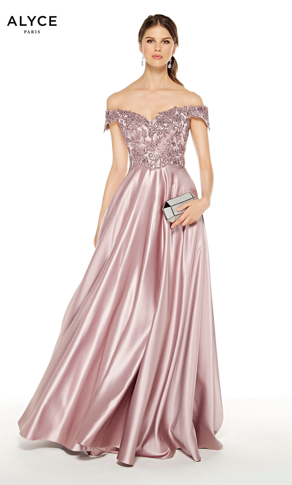 ALYCE Paris 27393 Special Occasion Off The Shoulder Neckline Elegant A Line Dress