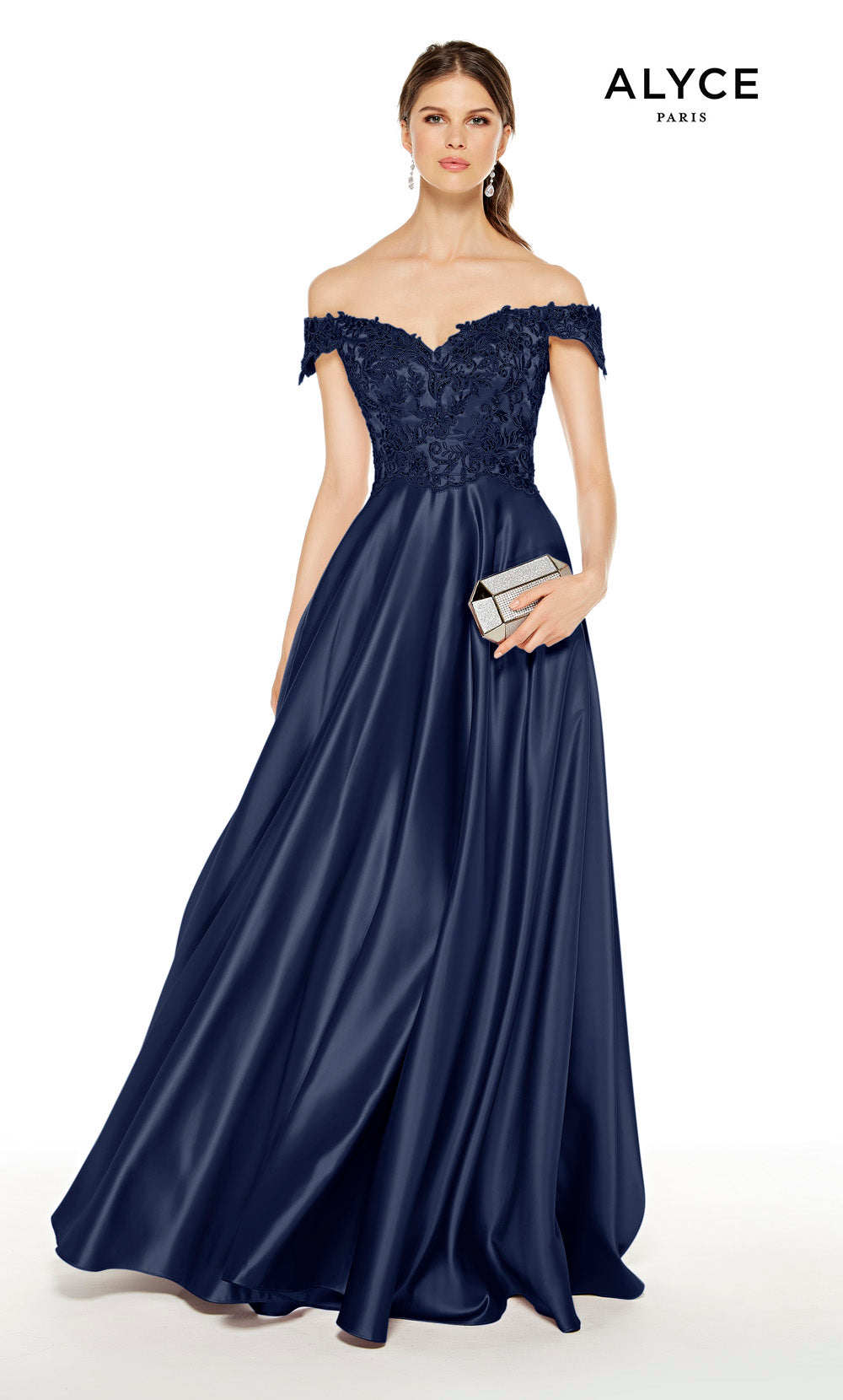 ALYCE Paris 27393 Special Occasion Off The Shoulder Neckline Elegant A Line Dress