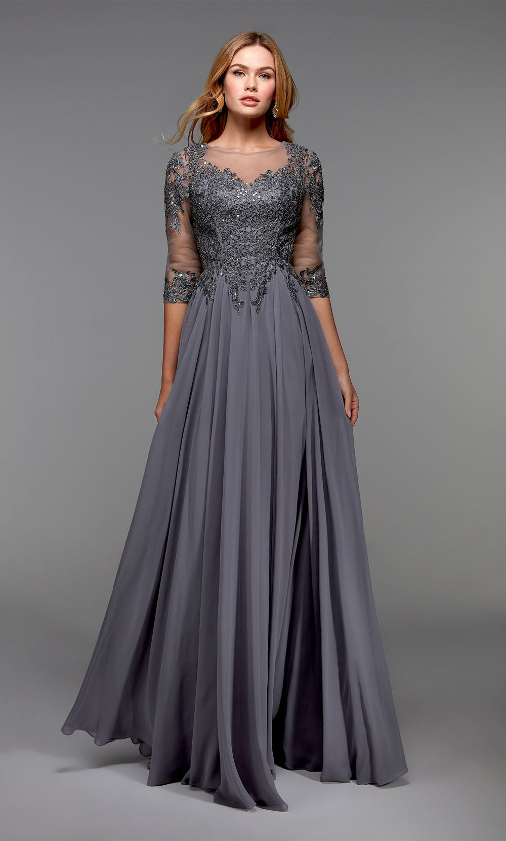 ALYCE Paris 27474 Special Occasion Illusion Neckline Modest A Line Dress