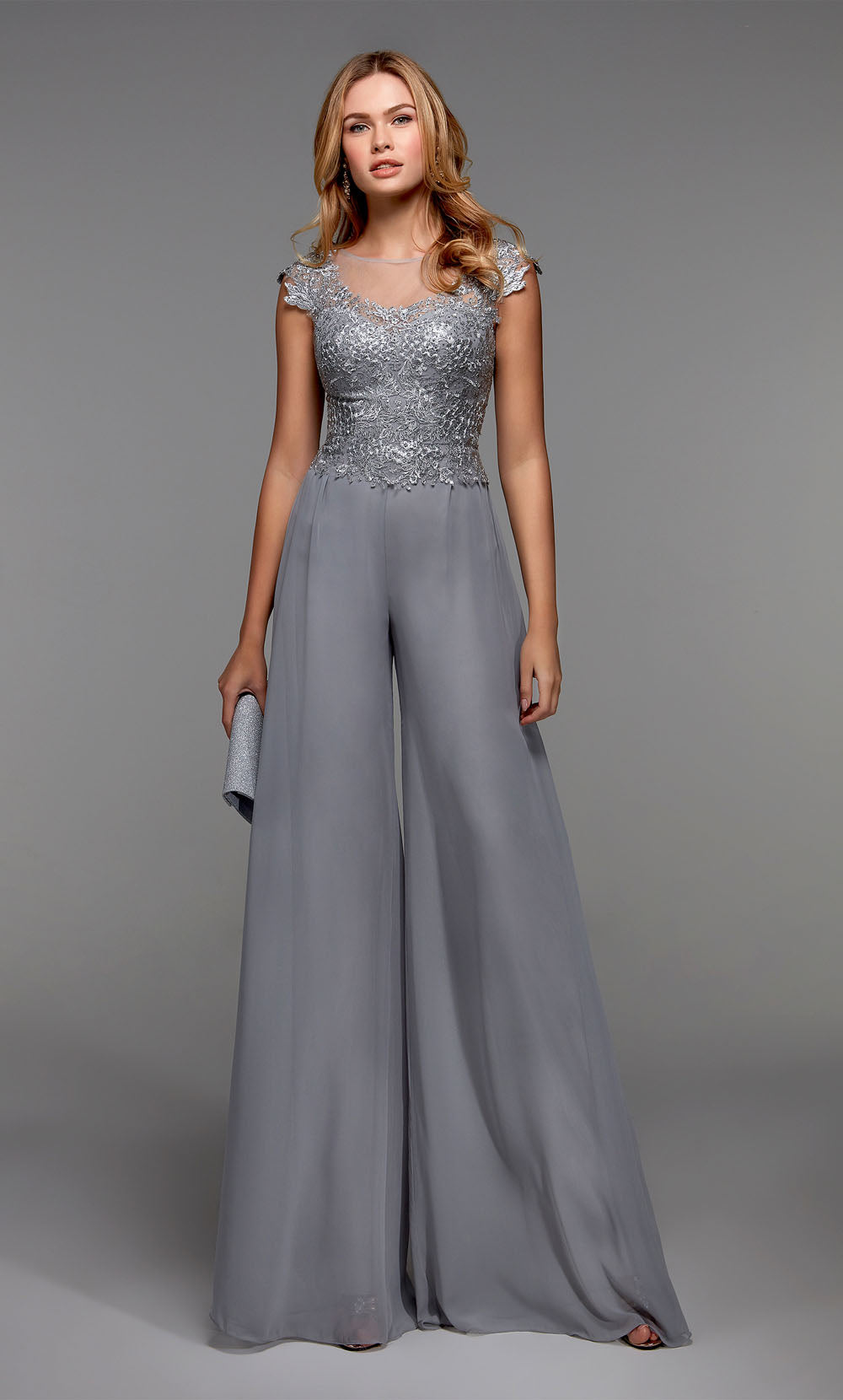 ALYCE Paris 27488 Special Occasion Illusion Neckline Embellished Jumpsuit Dress