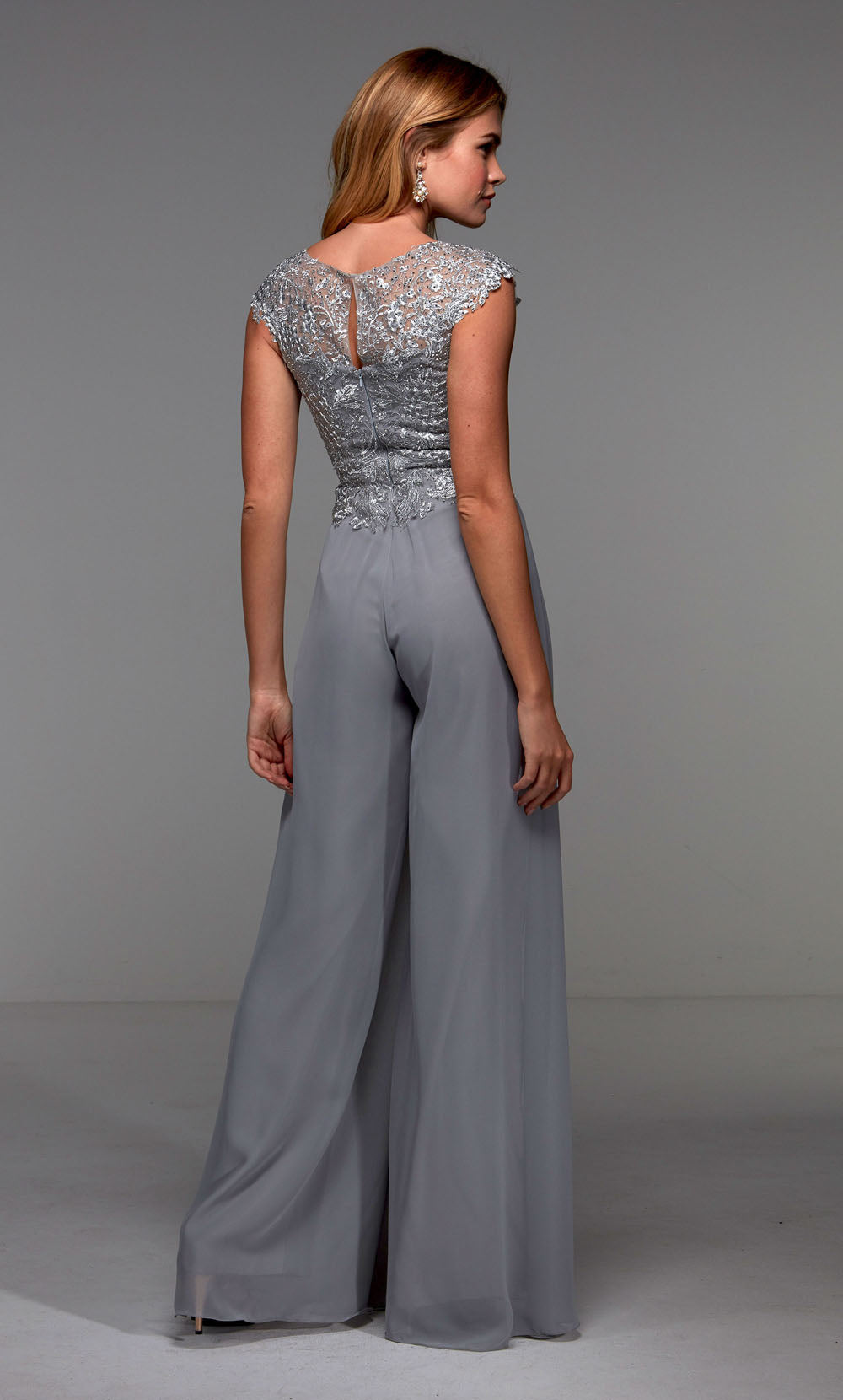 ALYCE Paris 27488 Special Occasion Illusion Neckline Embellished Jumpsuit Dress