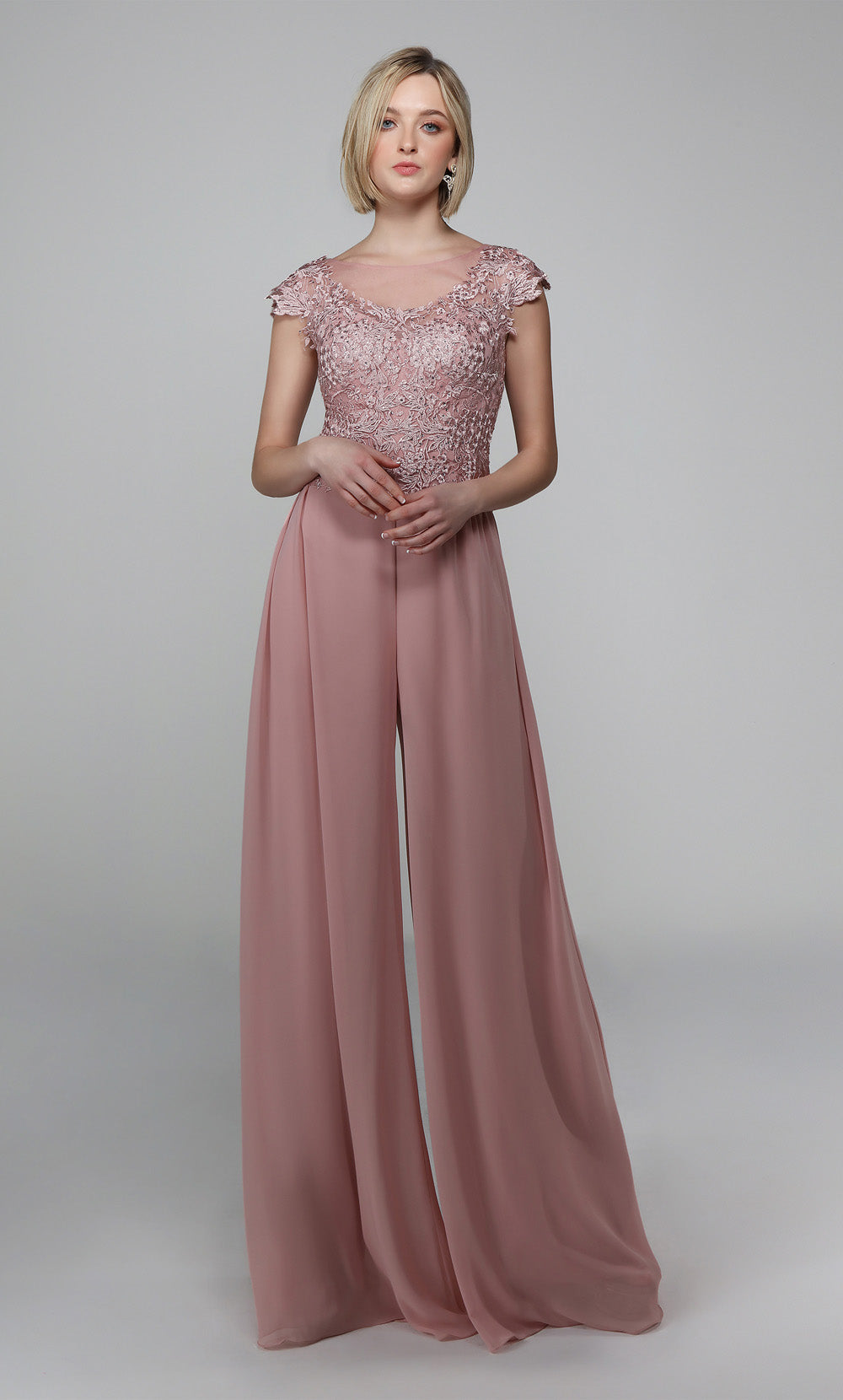 ALYCE Paris 27488 Special Occasion Illusion Neckline Embellished Jumpsuit Dress
