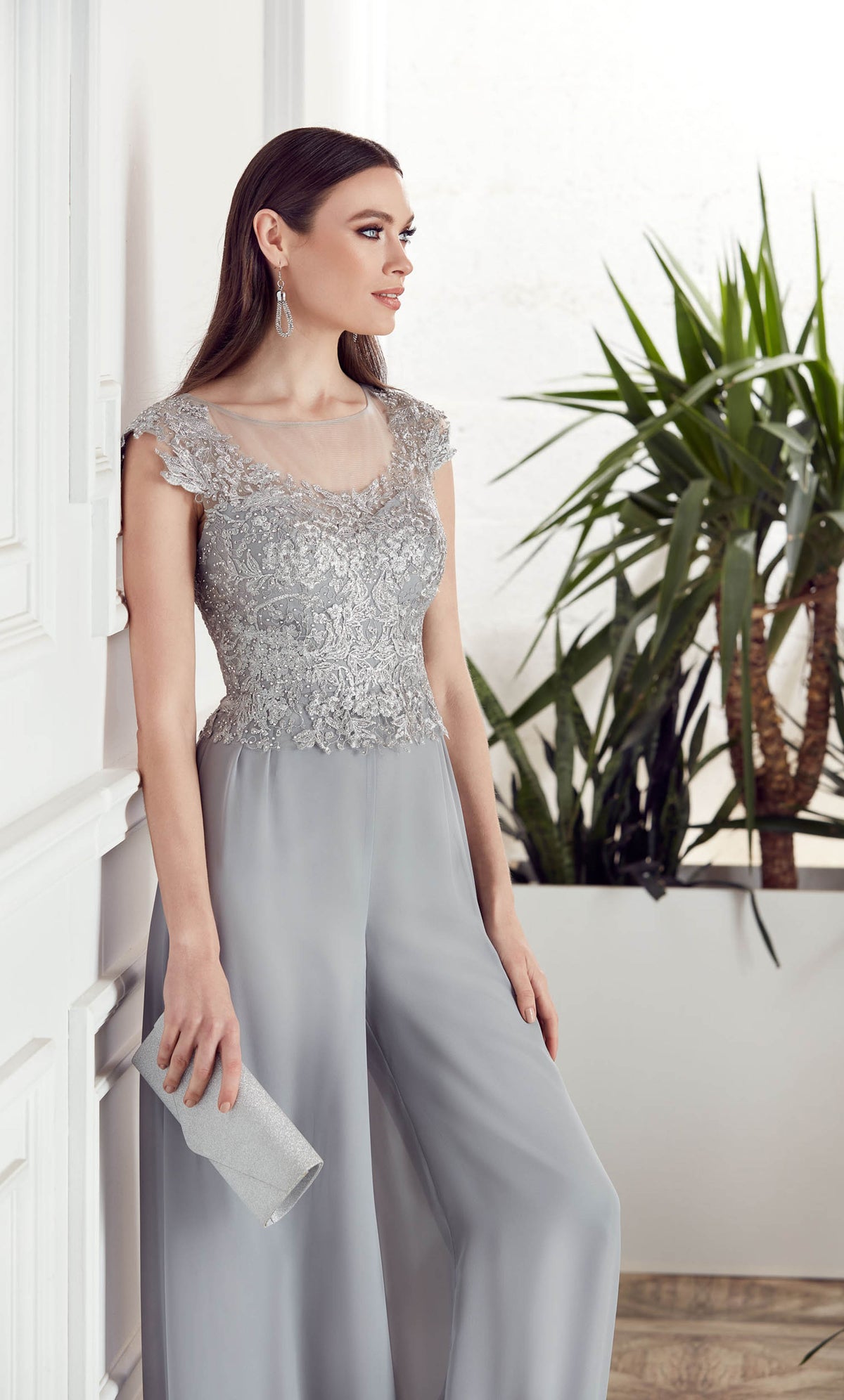 ALYCE Paris 27488 Special Occasion Illusion Neckline Embellished Jumpsuit Dress