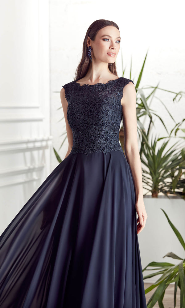 alissa formal dress midnight Dress: 27504. Long Formal Dress, Illusion Neckline, Flowy | Alyce Paris cf-size-18-can-usa