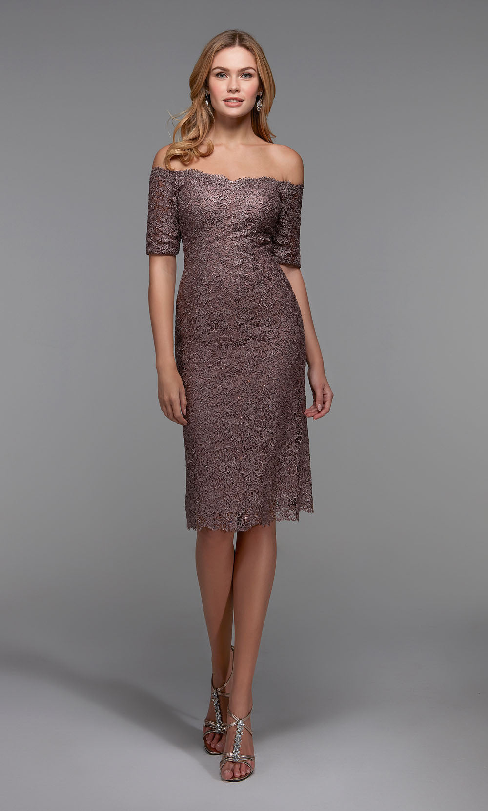 ALYCE Paris 27535 Special Occasion Off The Shoulder Neckline Embellished Straight Dress