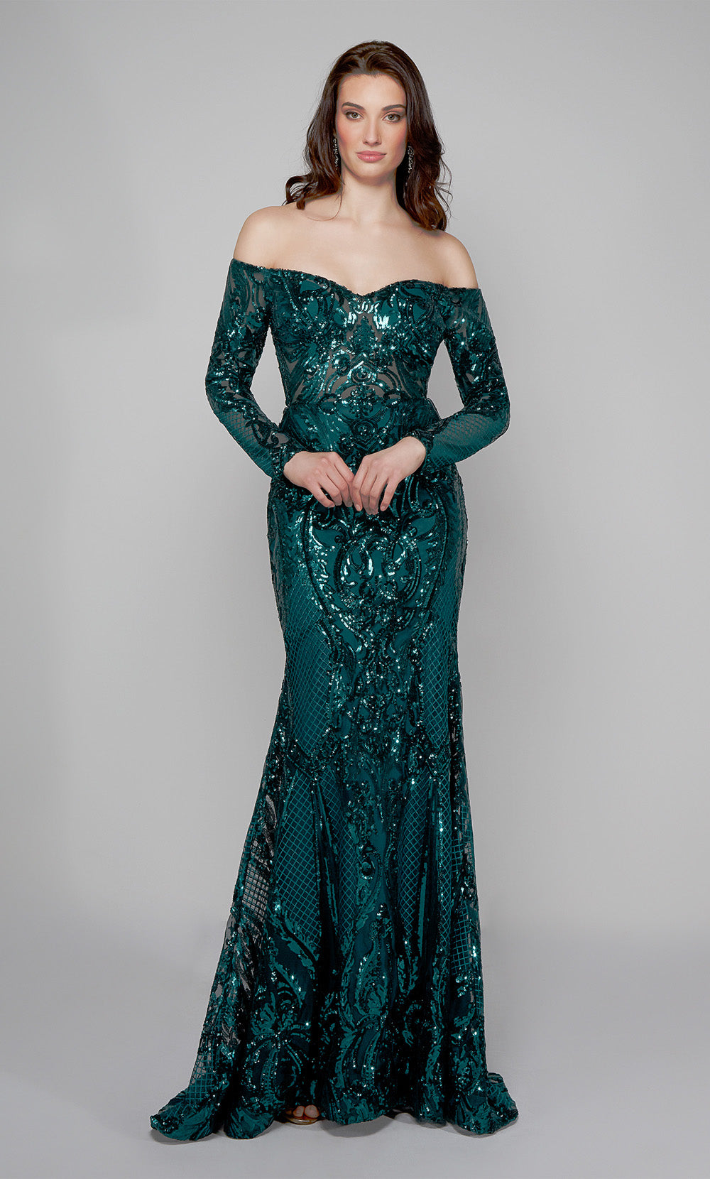 ALYCE Paris 27544 Special Occasion Off The Shoulder Neckline Shimmery/sparkly Mermaid Dress