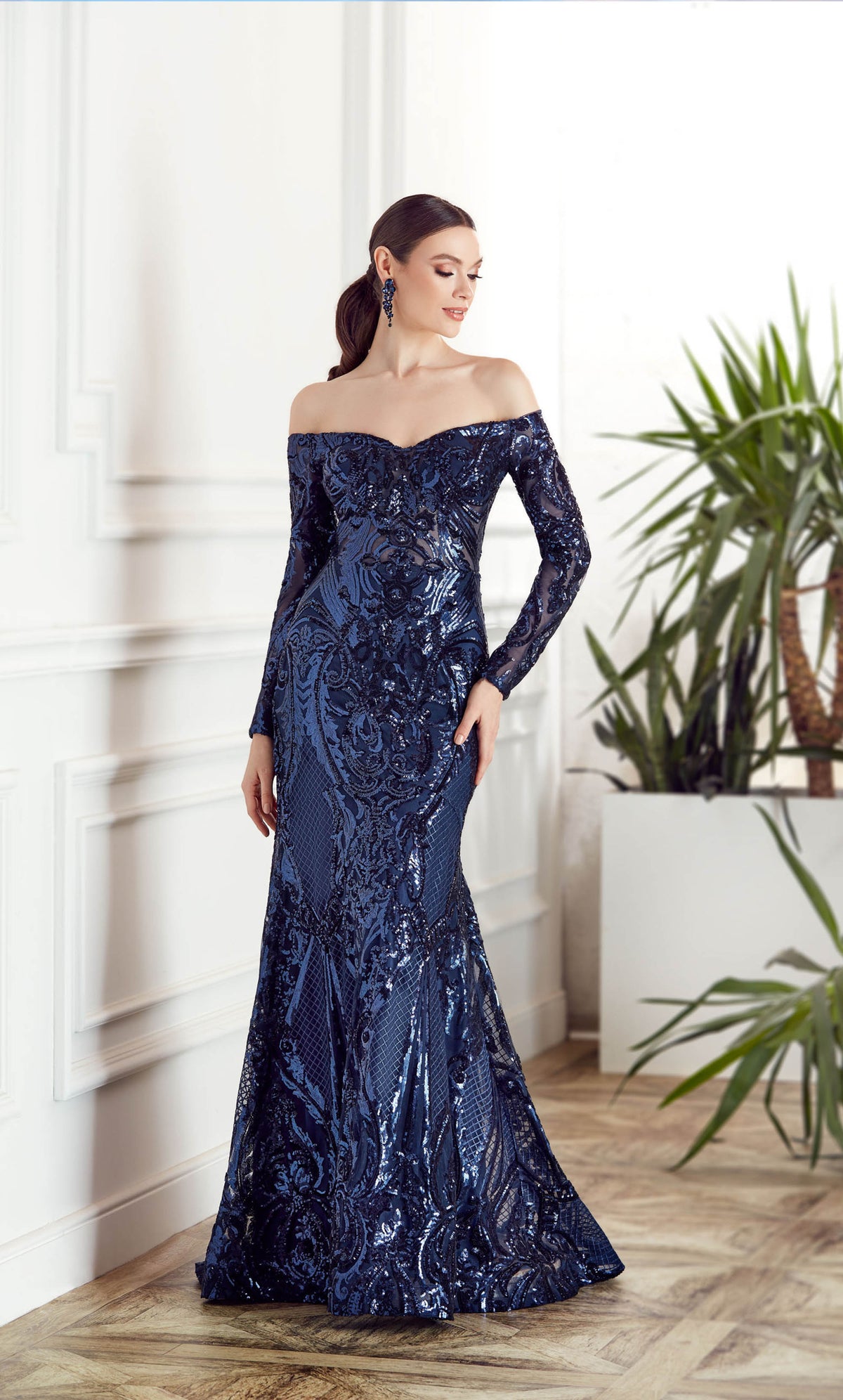 ALYCE Paris 27544 Special Occasion Off The Shoulder Neckline Shimmery/sparkly Mermaid Dress