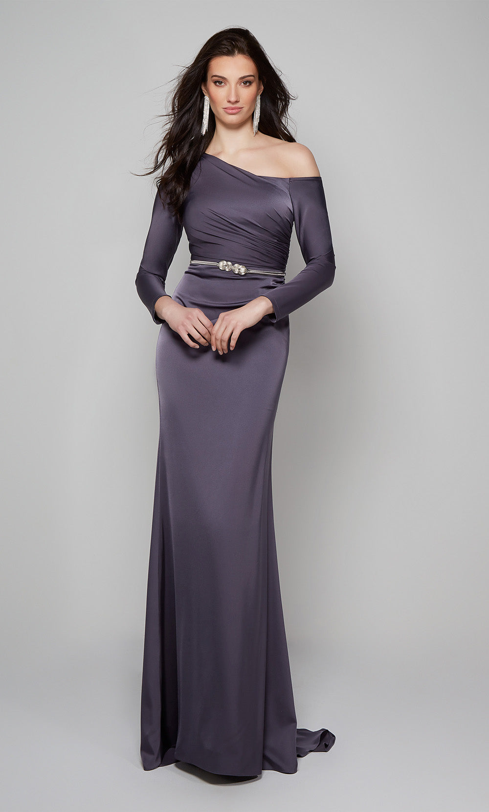 ALYCE Paris 27557 Special Occasion Off The Shoulder Neckline Train Straight Dress