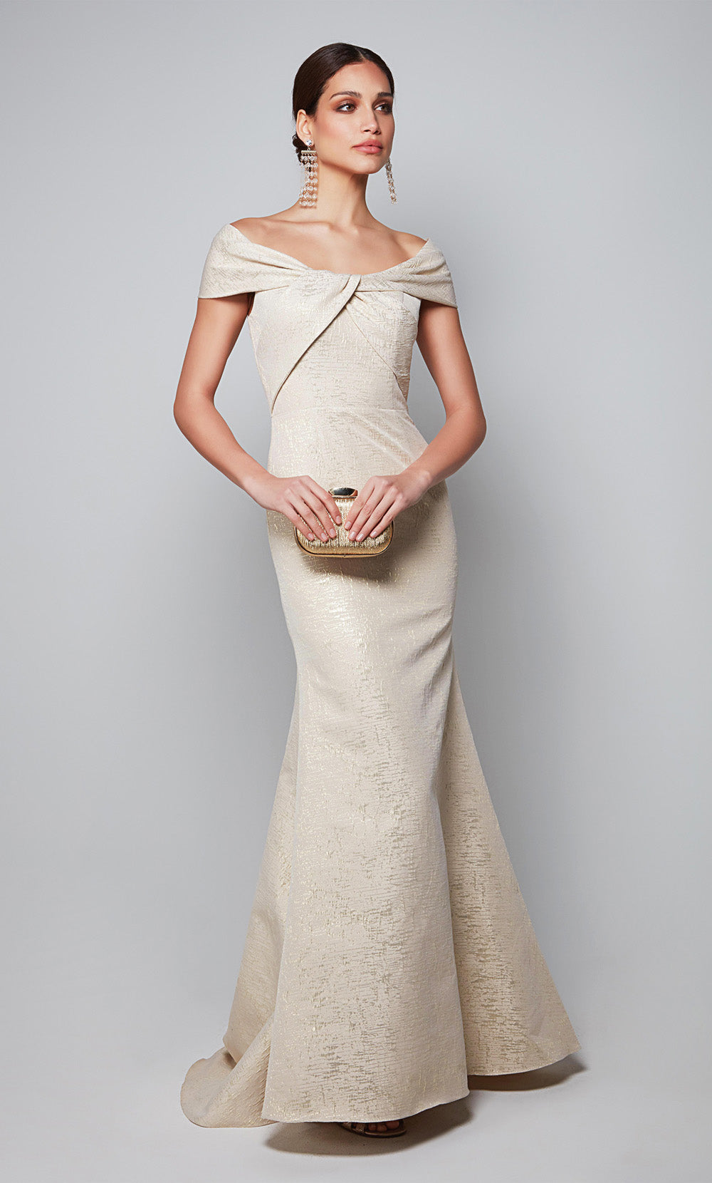 ALYCE Paris 27613 Special Occasion Off The Shoulder Neckline Train Straight Dress