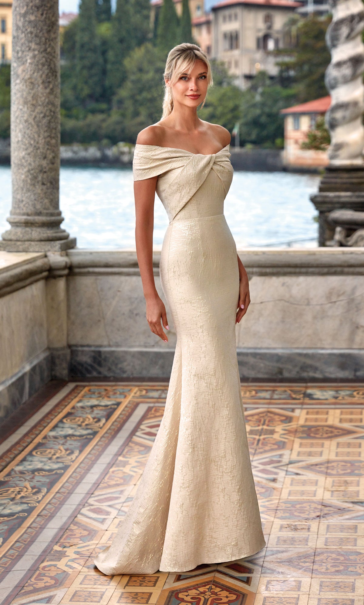 ALYCE Paris 27613 Special Occasion Off The Shoulder Neckline Train Straight Dress
