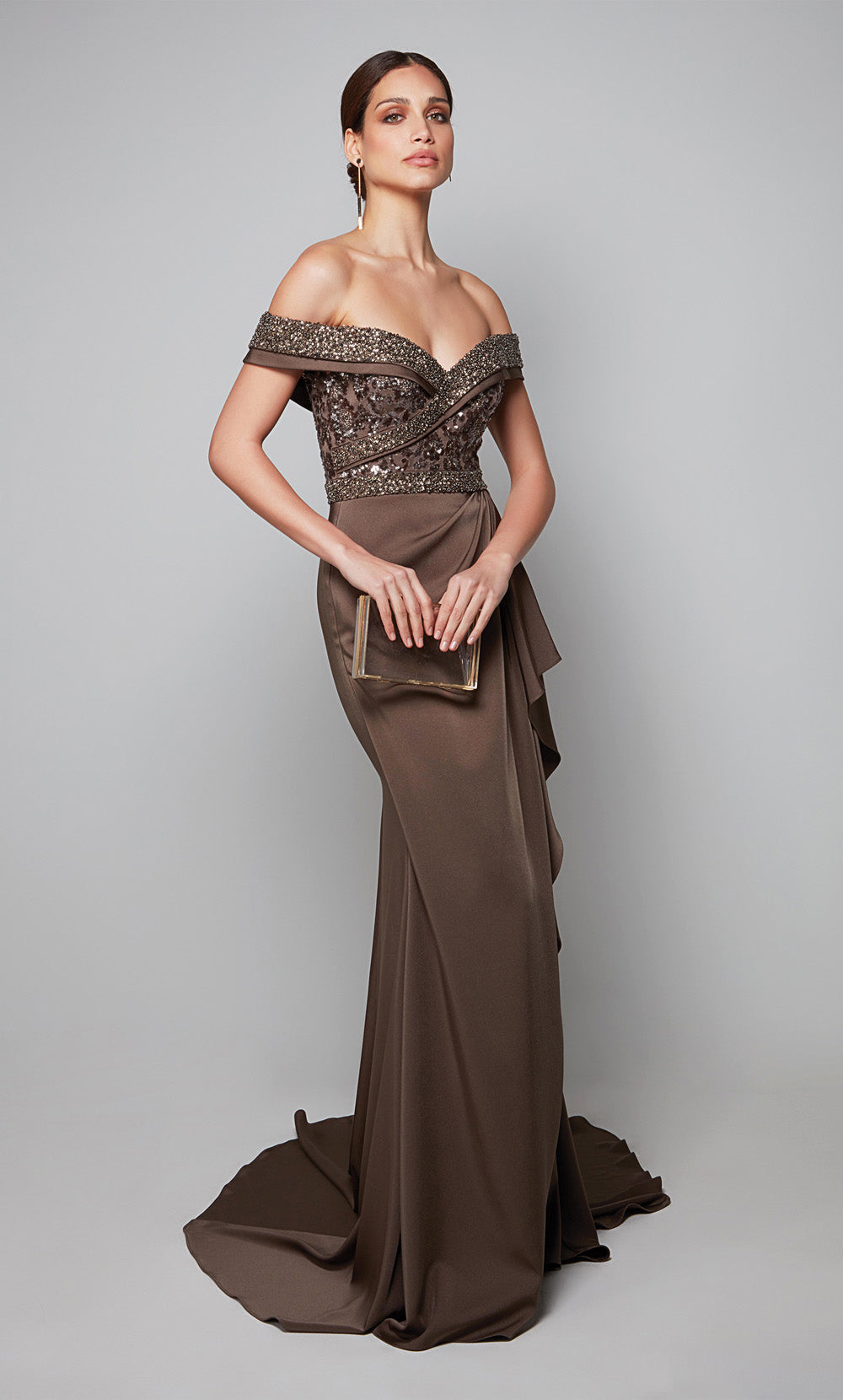ALYCE Paris 27619 Special Occasion Off The Shoulder Neckline Train Straight Dress