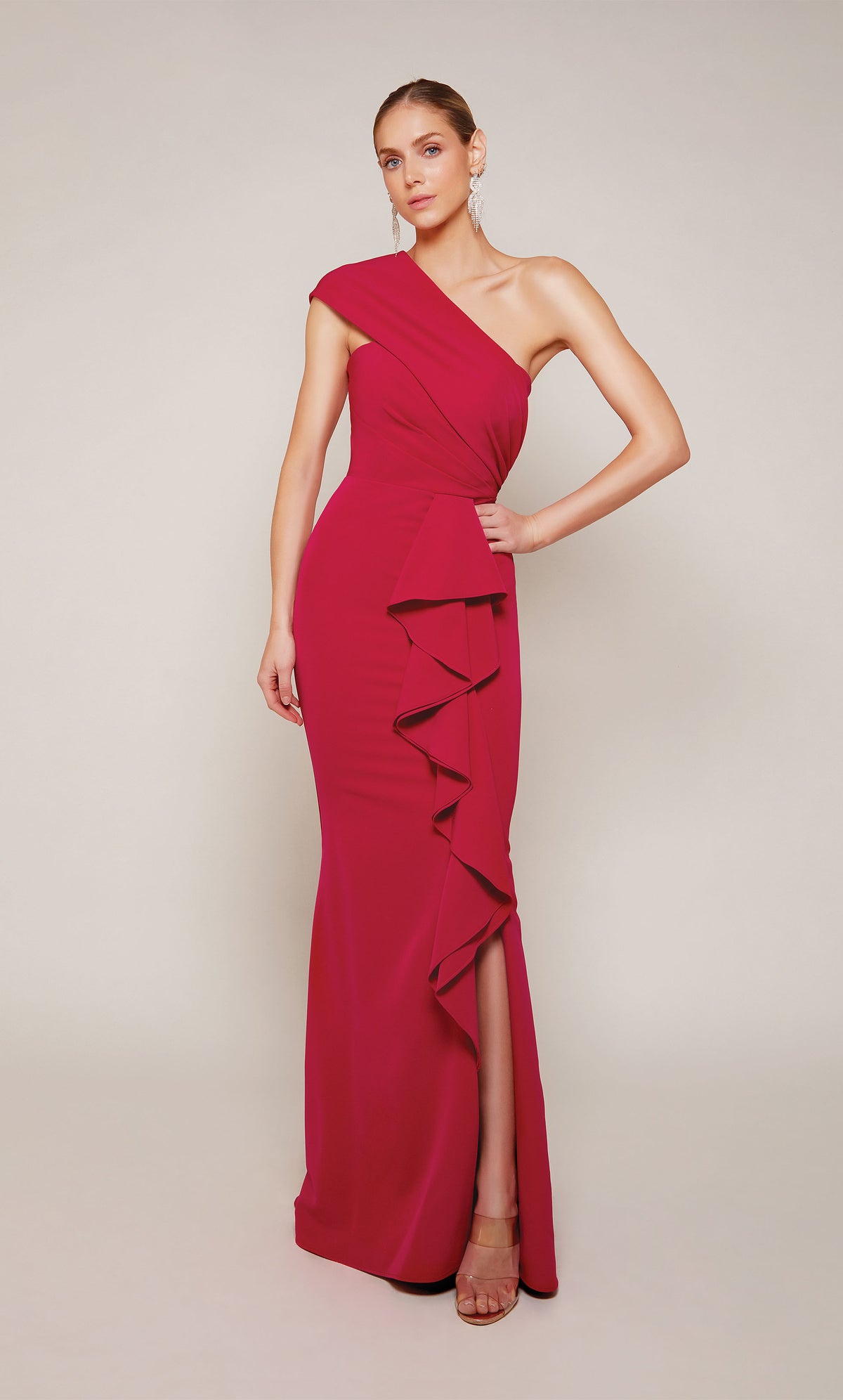 ALYCE Paris 27646 Special Occasion One Shoulder Neckline Ruffles Straight Dress