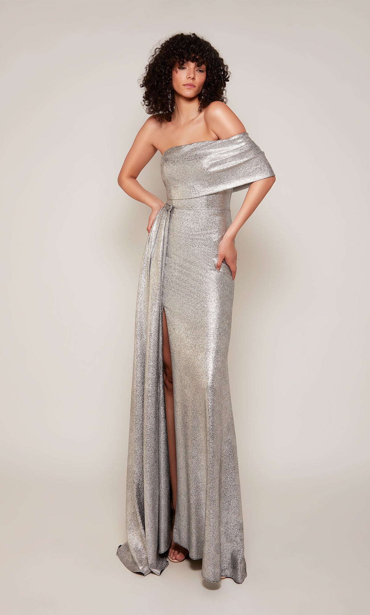 ALYCE Paris 27663 Special Occasion Off The Shoulder Neckline Shimmery/sparkly Straight Dress