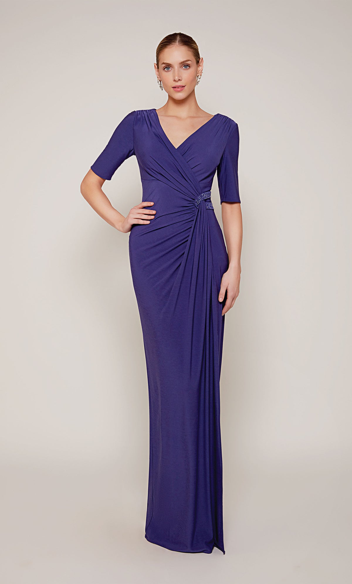 ALYCE Paris 27682 Special Occasion V-neckline Ruched/draped Straight Dress