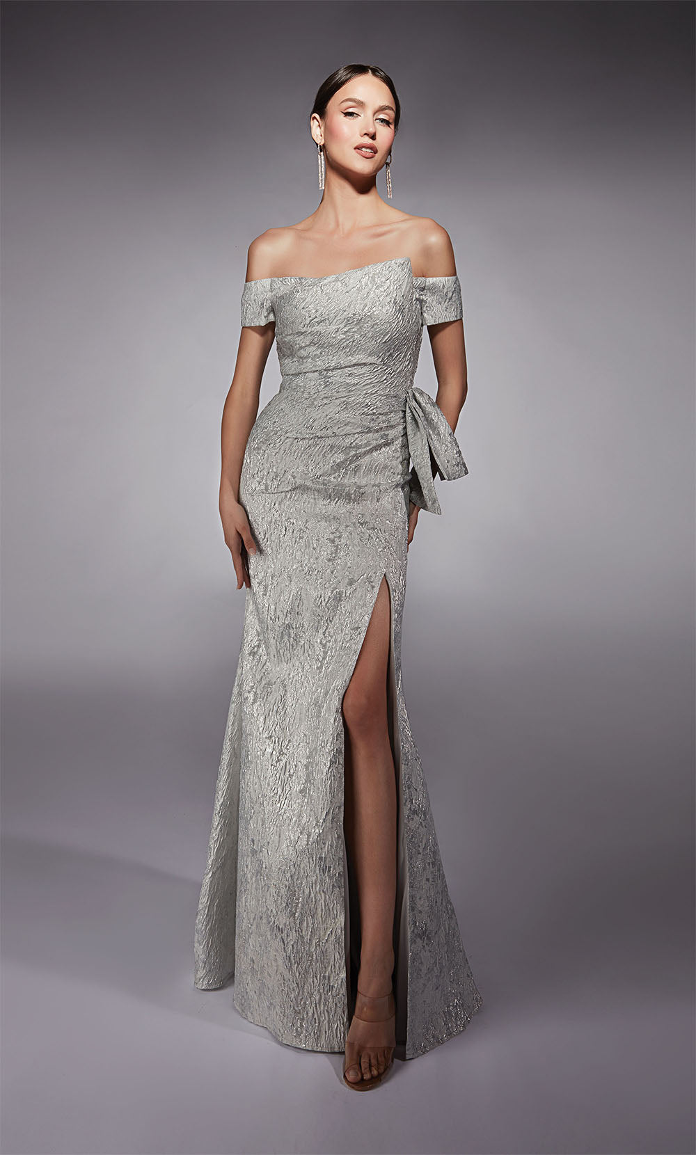 ALYCE Paris 27717 Special Occasion Off The Shoulder Neckline Slit Straight Dress