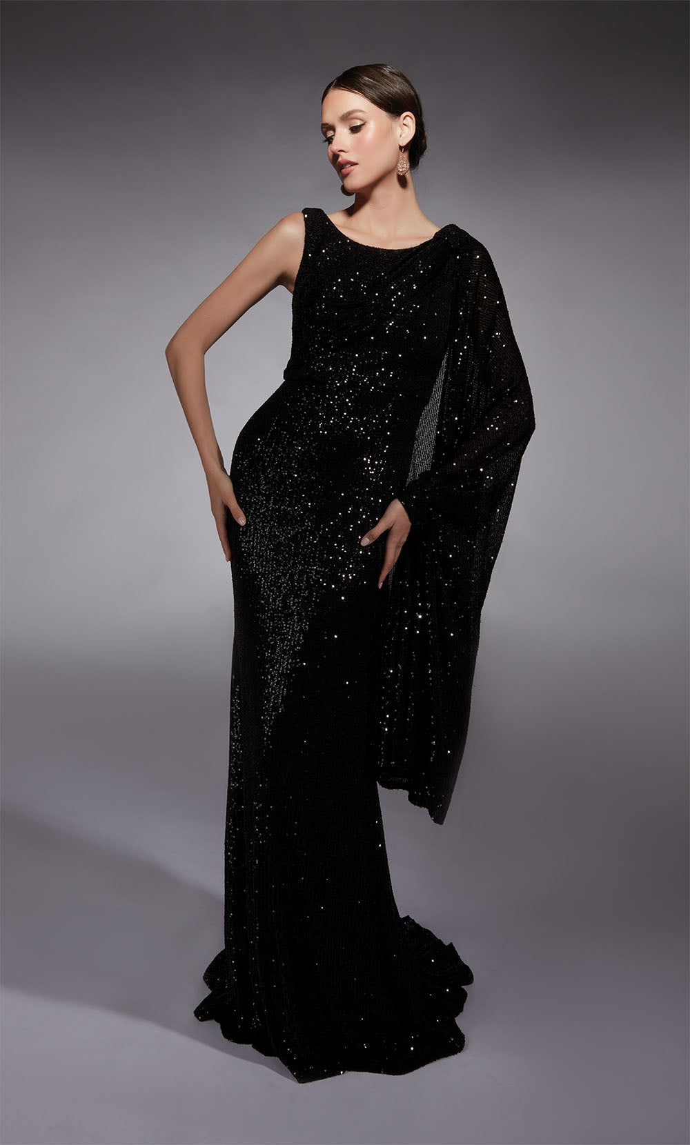 ALYCE Paris 27718 Special Occasion One Shoulder Neckline Train Straight Dress