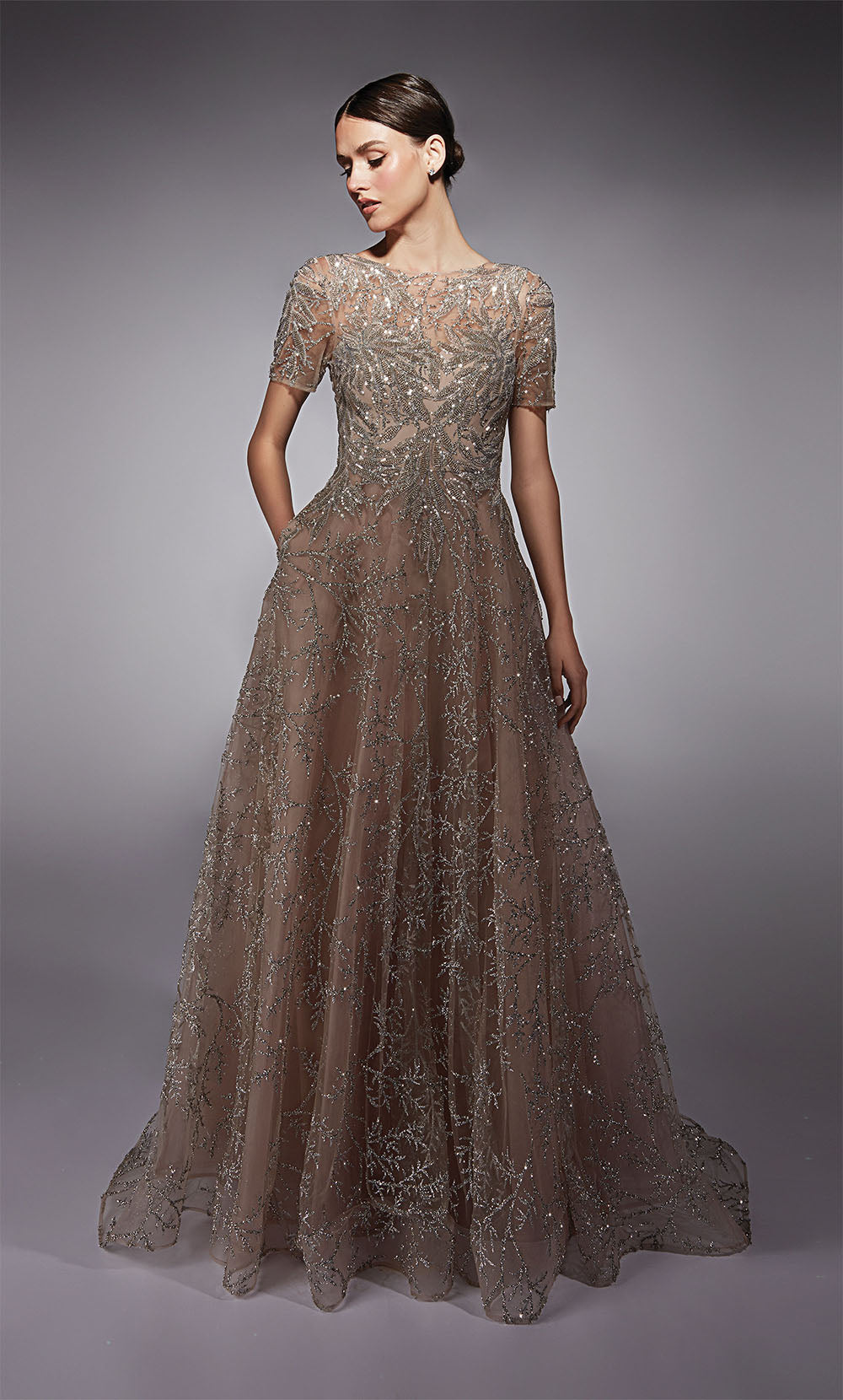 ALYCE Paris 27726 Special Occasion Illusion Neckline Modest A Line Dress