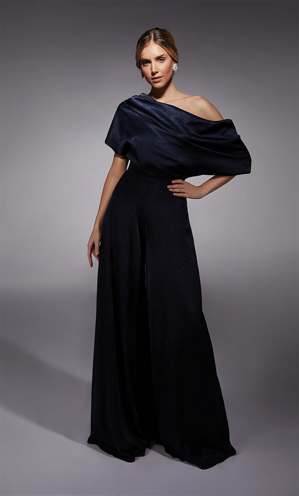 ALYCE Paris 27743 Special Occasion One Shoulder Neckline Modest Jumpsuit Dress