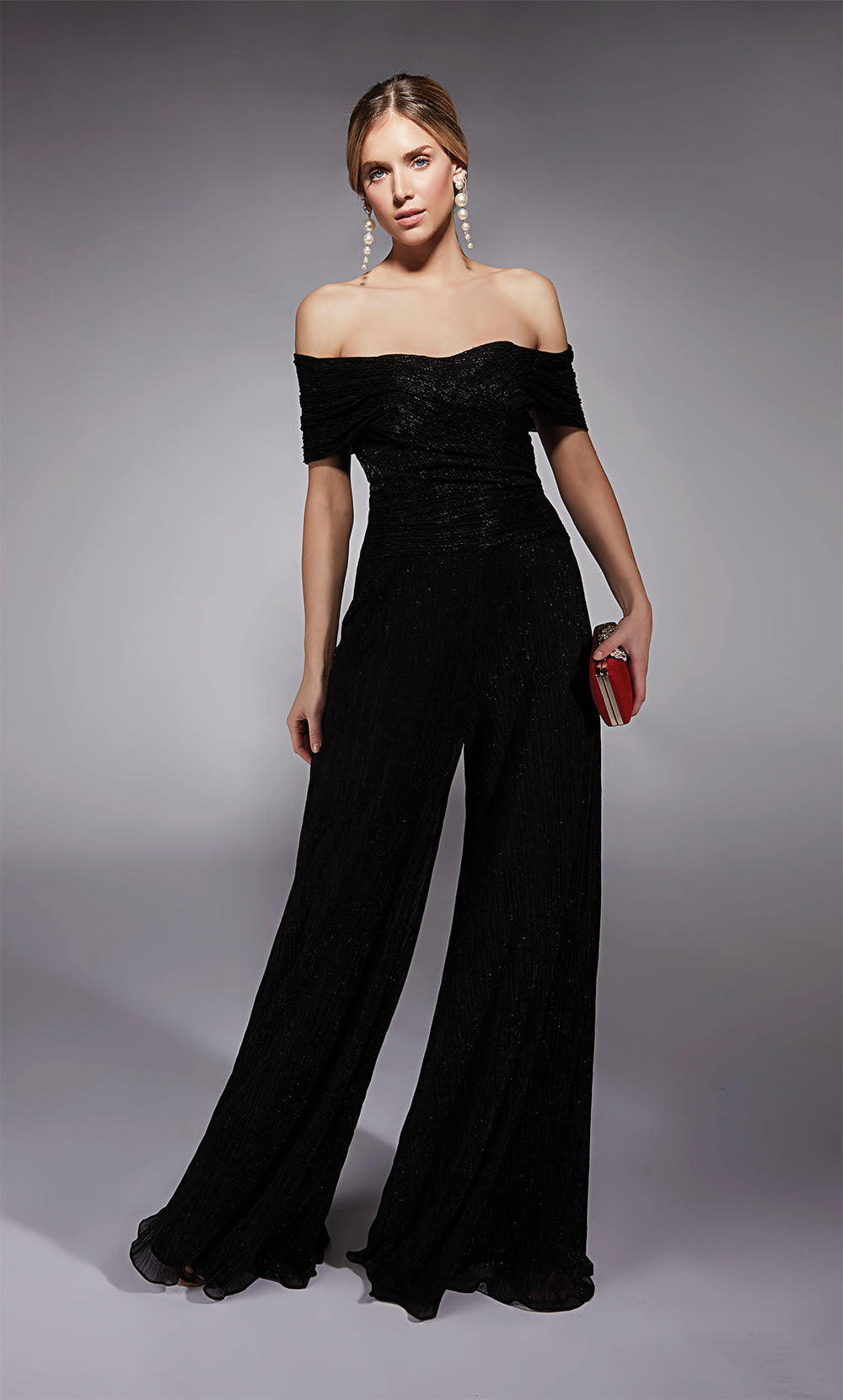 ALYCE Paris 27768 Special Occasion Off The Shoulder Neckline Chic Jumpsuit Dress