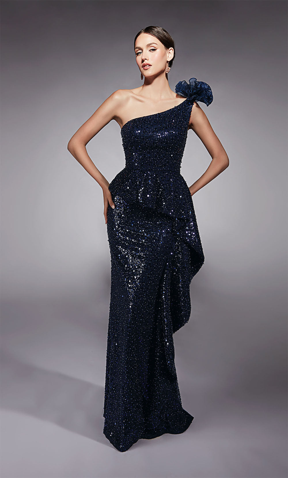 ALYCE Paris 27770 Special Occasion One Shoulder Neckline Chic Straight Dress