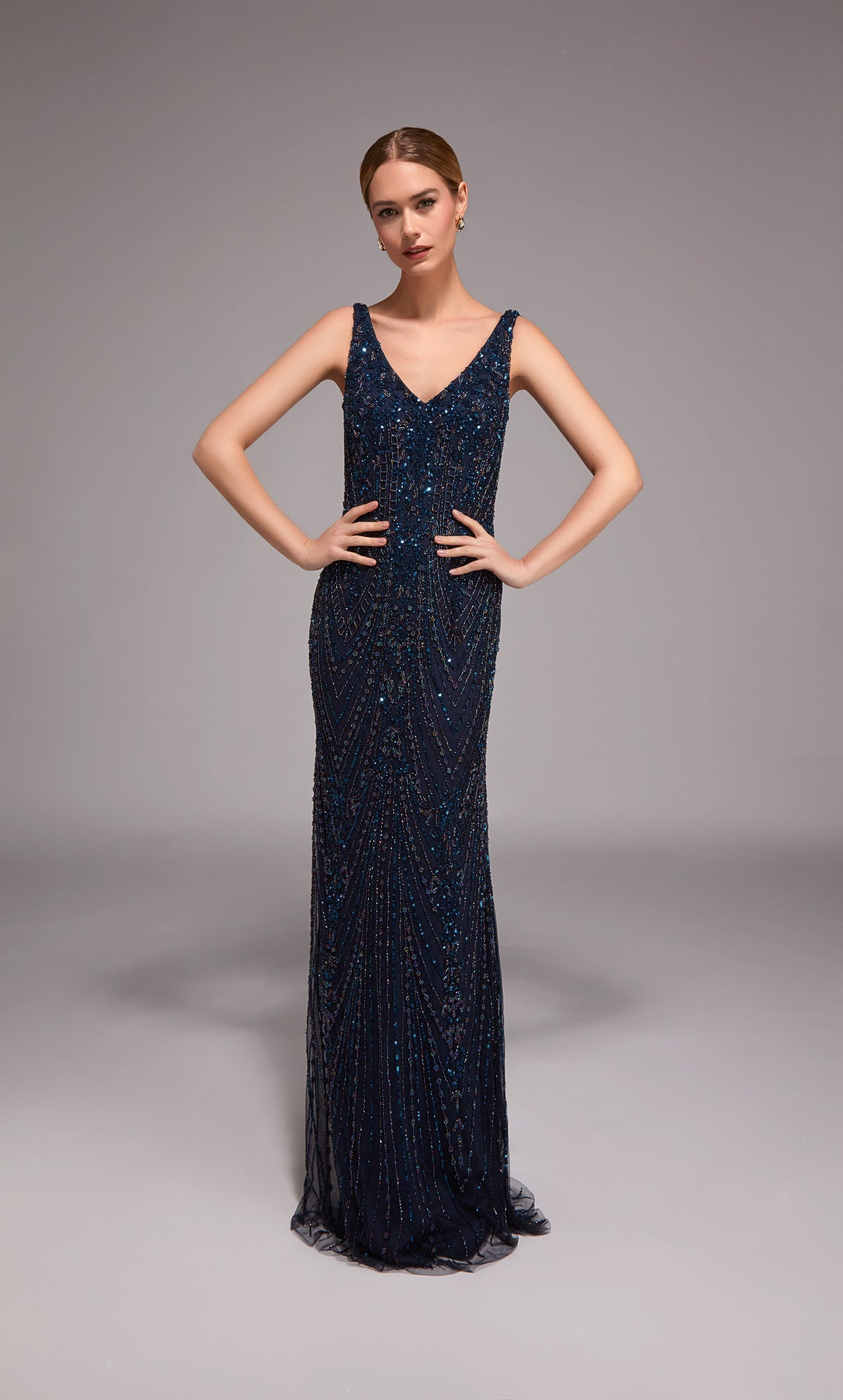 ALYCE Paris 27786 Special Occasion V-neckline Embellished Straight Dress