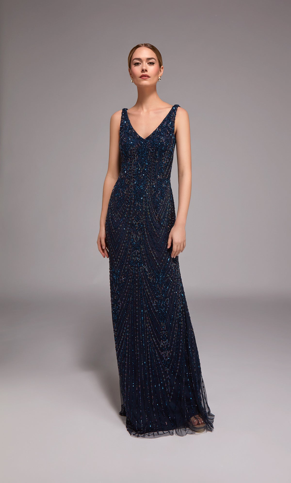 ALYCE Paris 27786 Special Occasion V-neckline Embellished Straight Dress