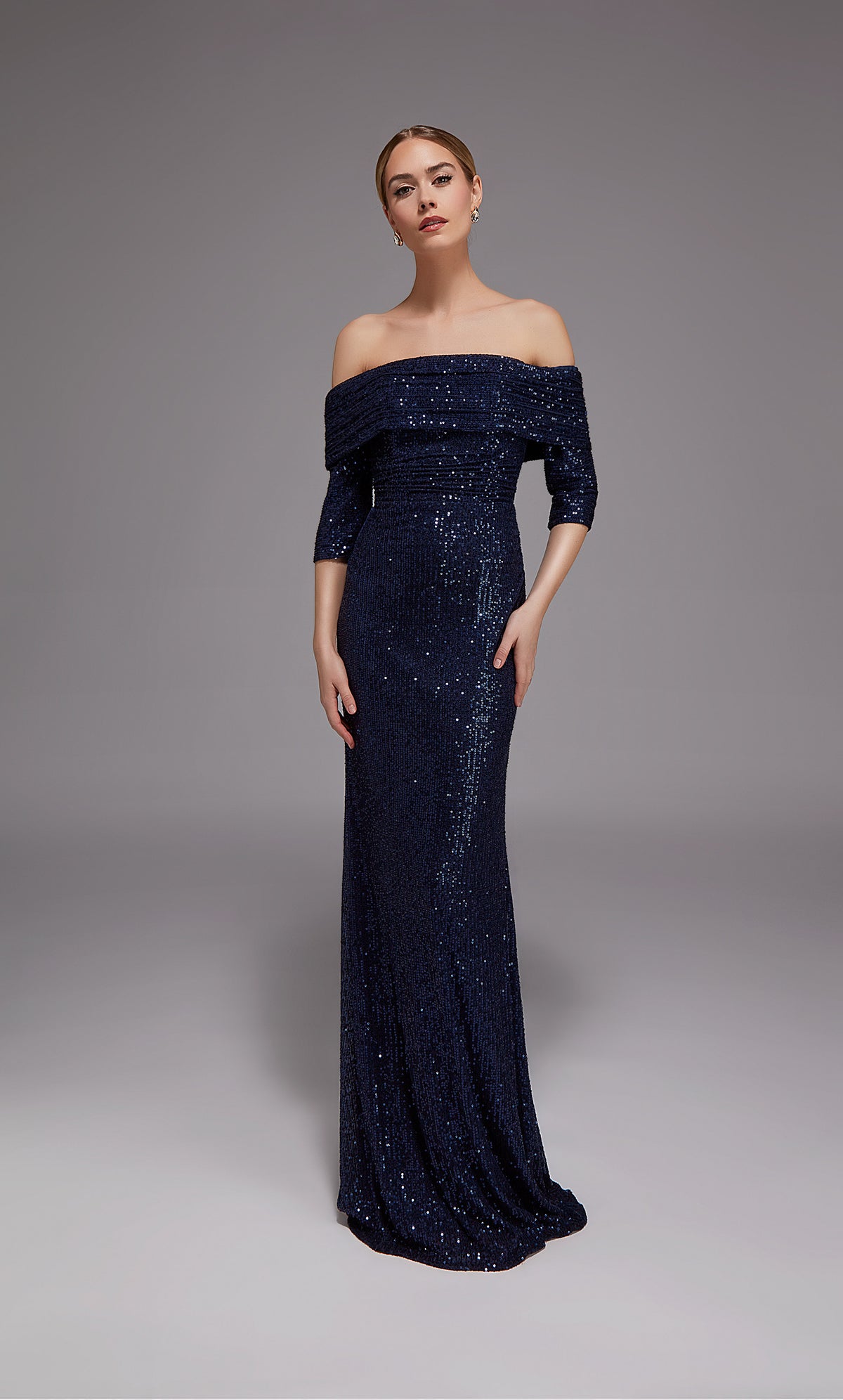 ALYCE Paris 27787 Special Occasion Off The Shoulder Neckline Shimmery/sparkly Straight Dress