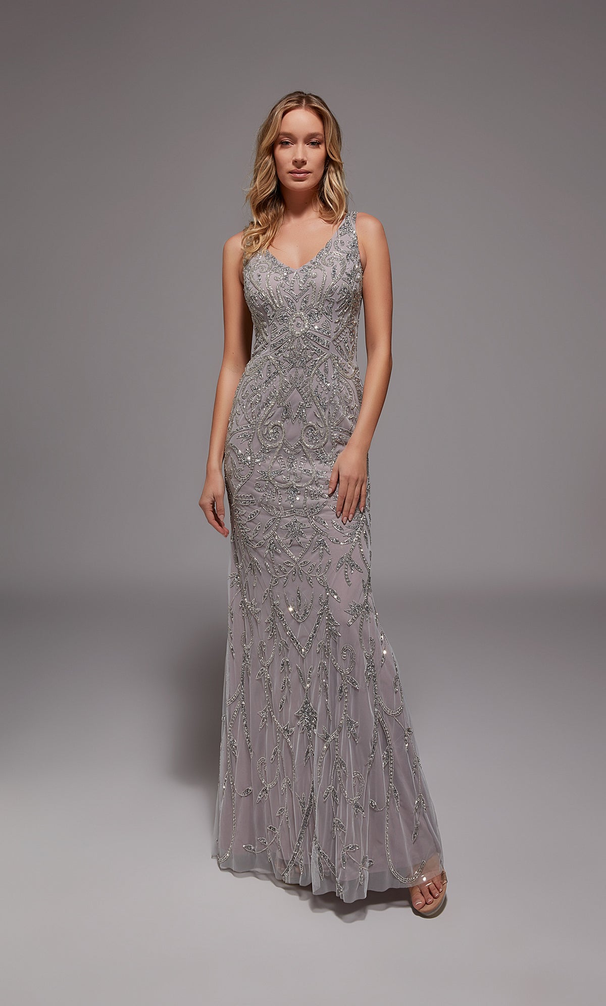 ALYCE Paris 27799 Special Occasion V-neckline Embellished Straight Dress