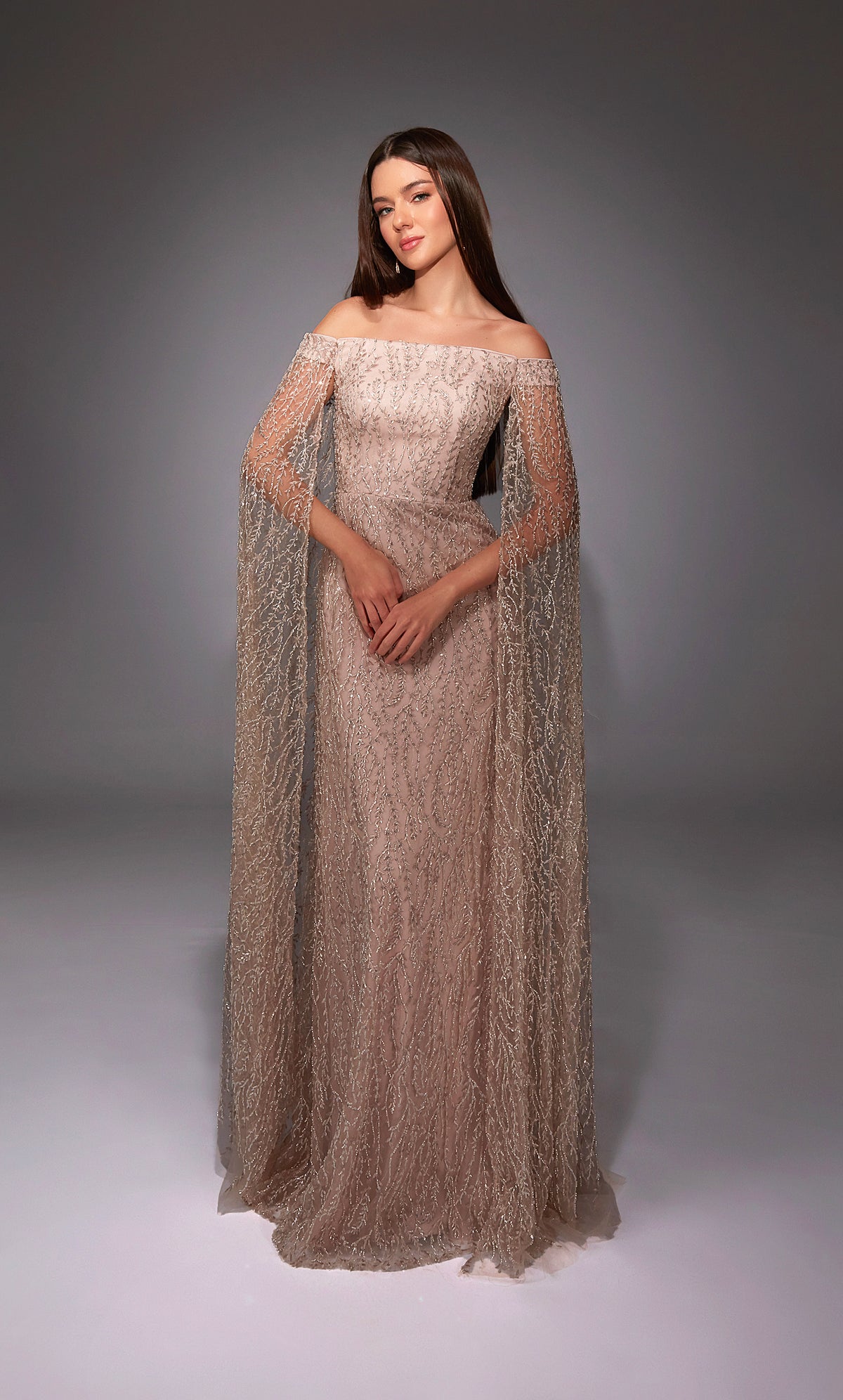 ALYCE Paris 27821 Special Occasion Off The Shoulder Neckline Embellished Straight Dress