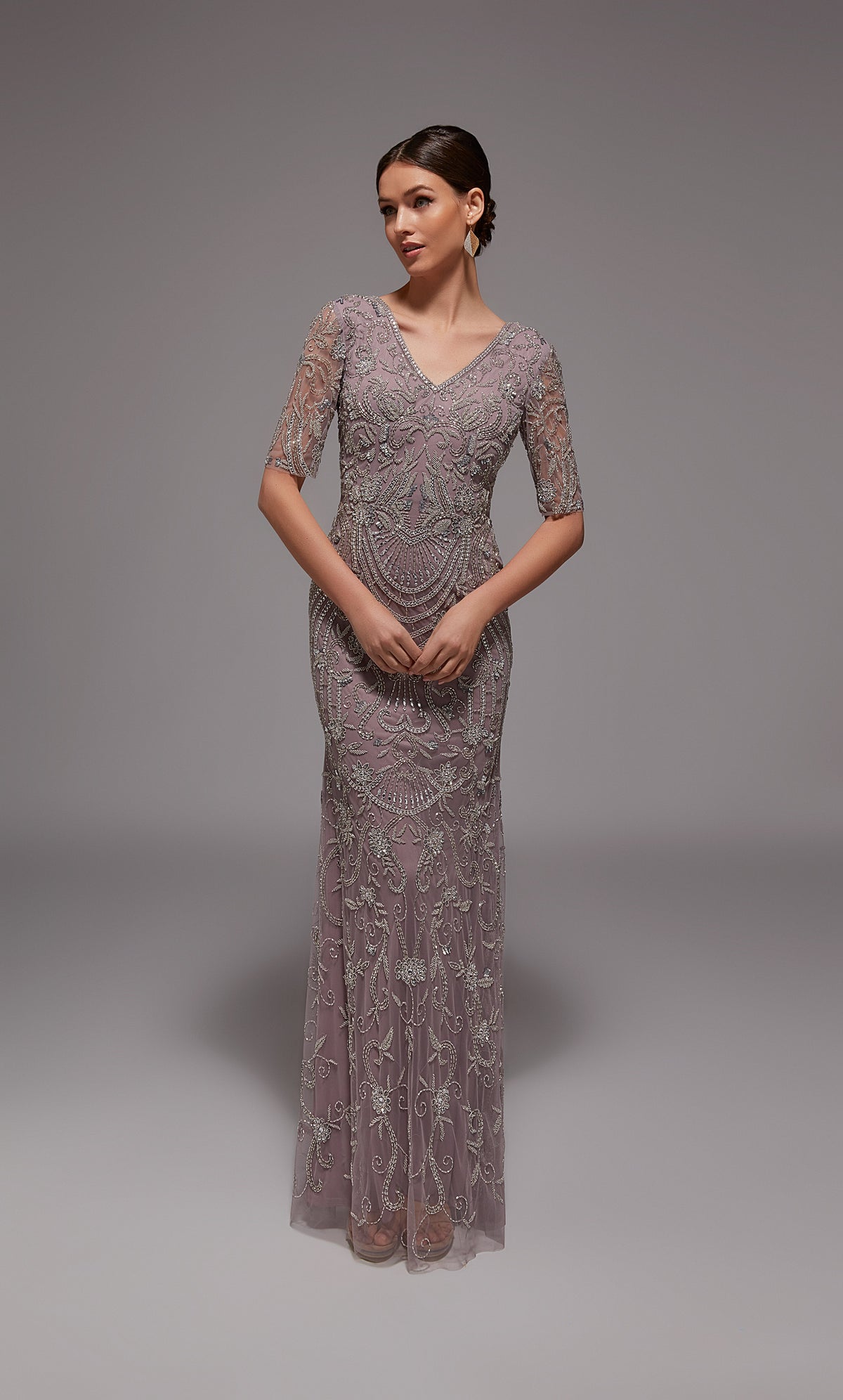 ALYCE Paris 27824 Special Occasion Illusion Neckline Modest A Line Dress