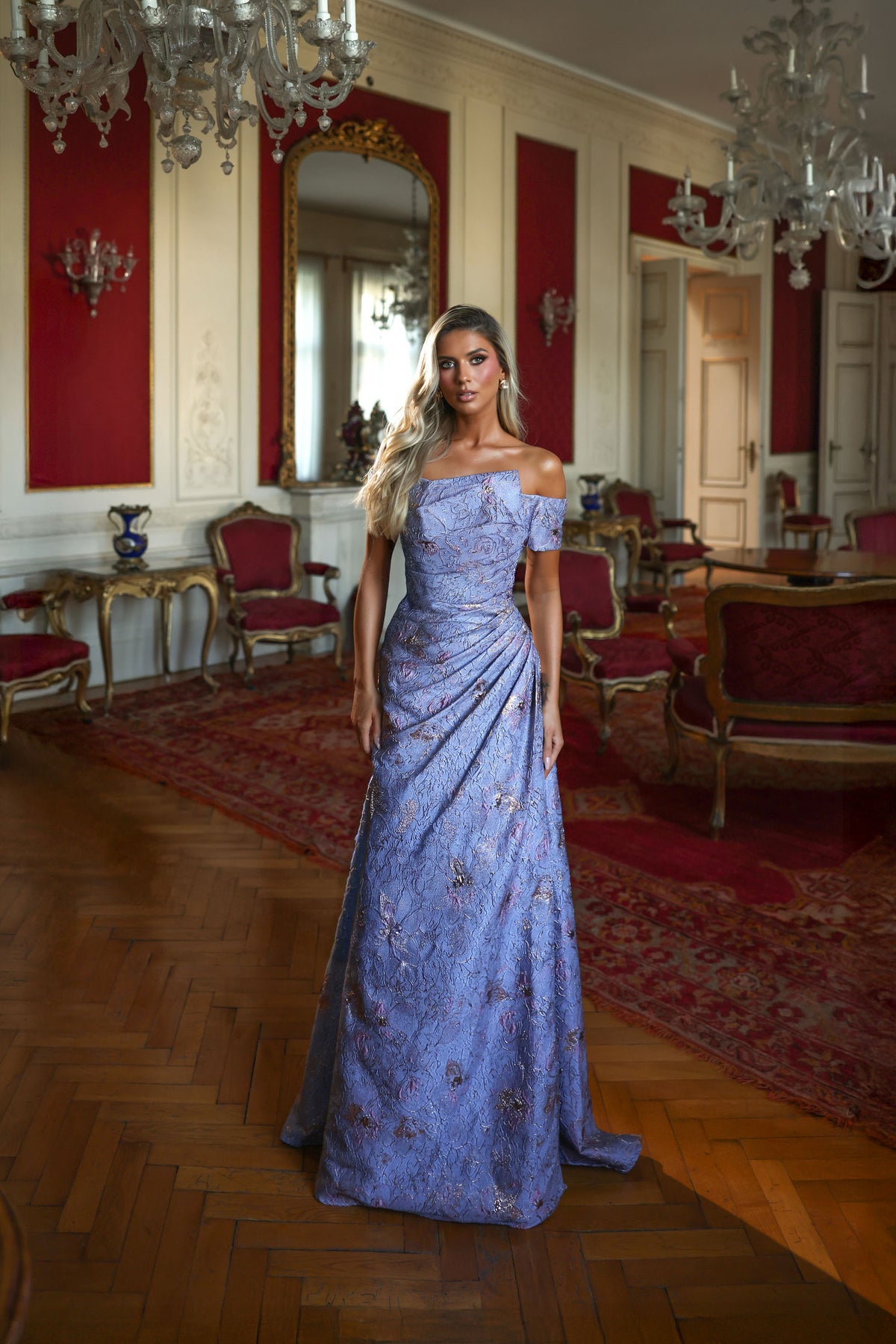 ALYCE Paris 27828 Special Occasion Off The Shoulder Neckline Ruched/draped A Line Dress