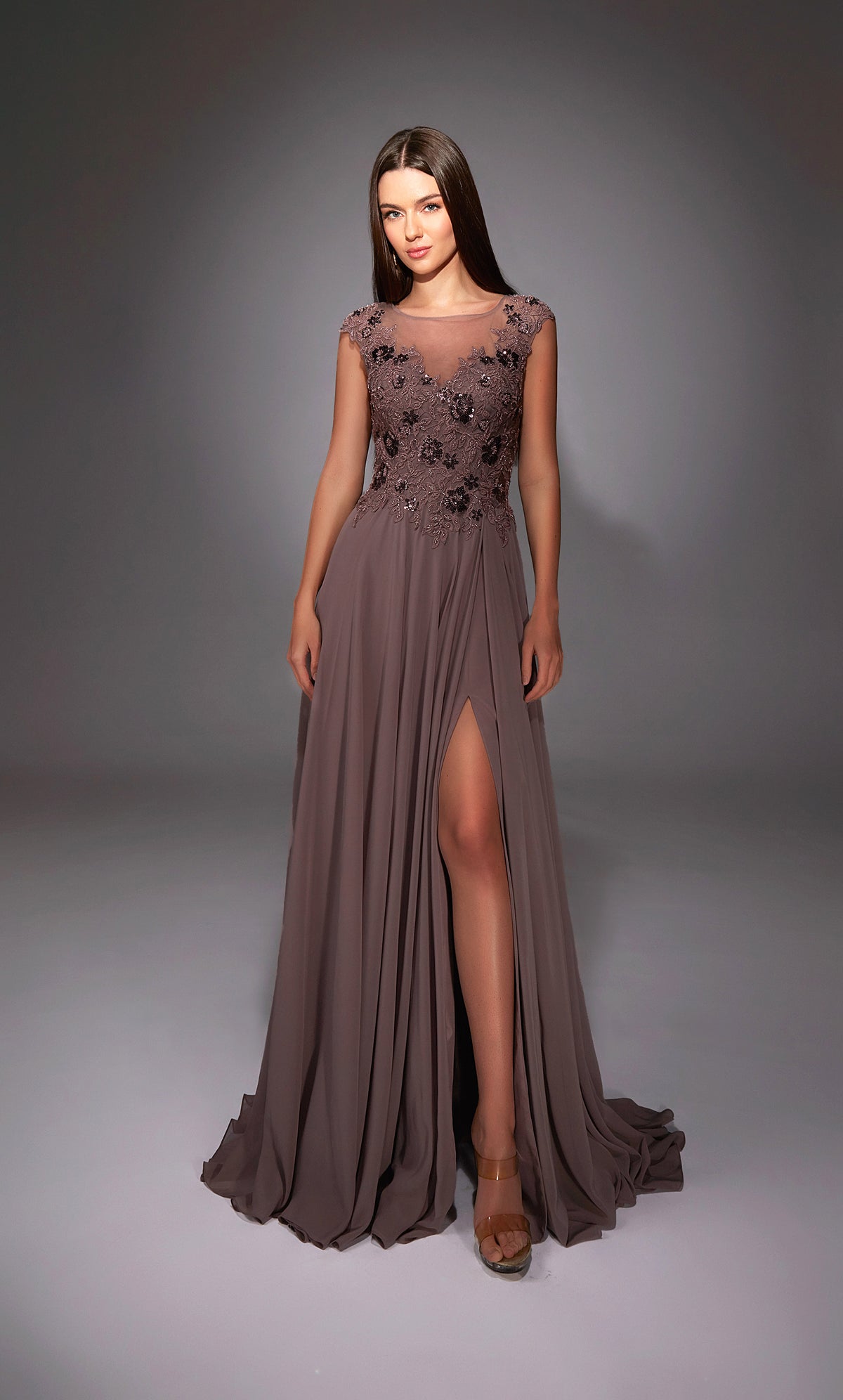 ALYCE Paris 27842 Special Occasion Boat Neckline Train A Line Dress