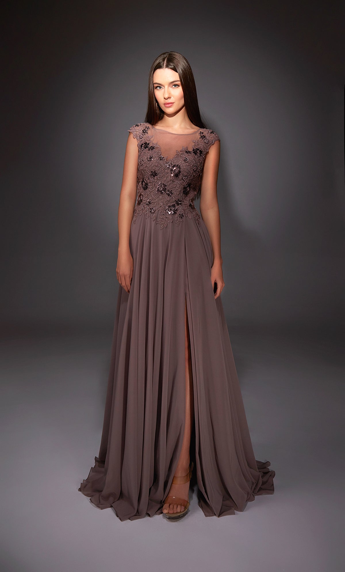 ALYCE Paris 27842 Special Occasion Boat Neckline Train A Line Dress