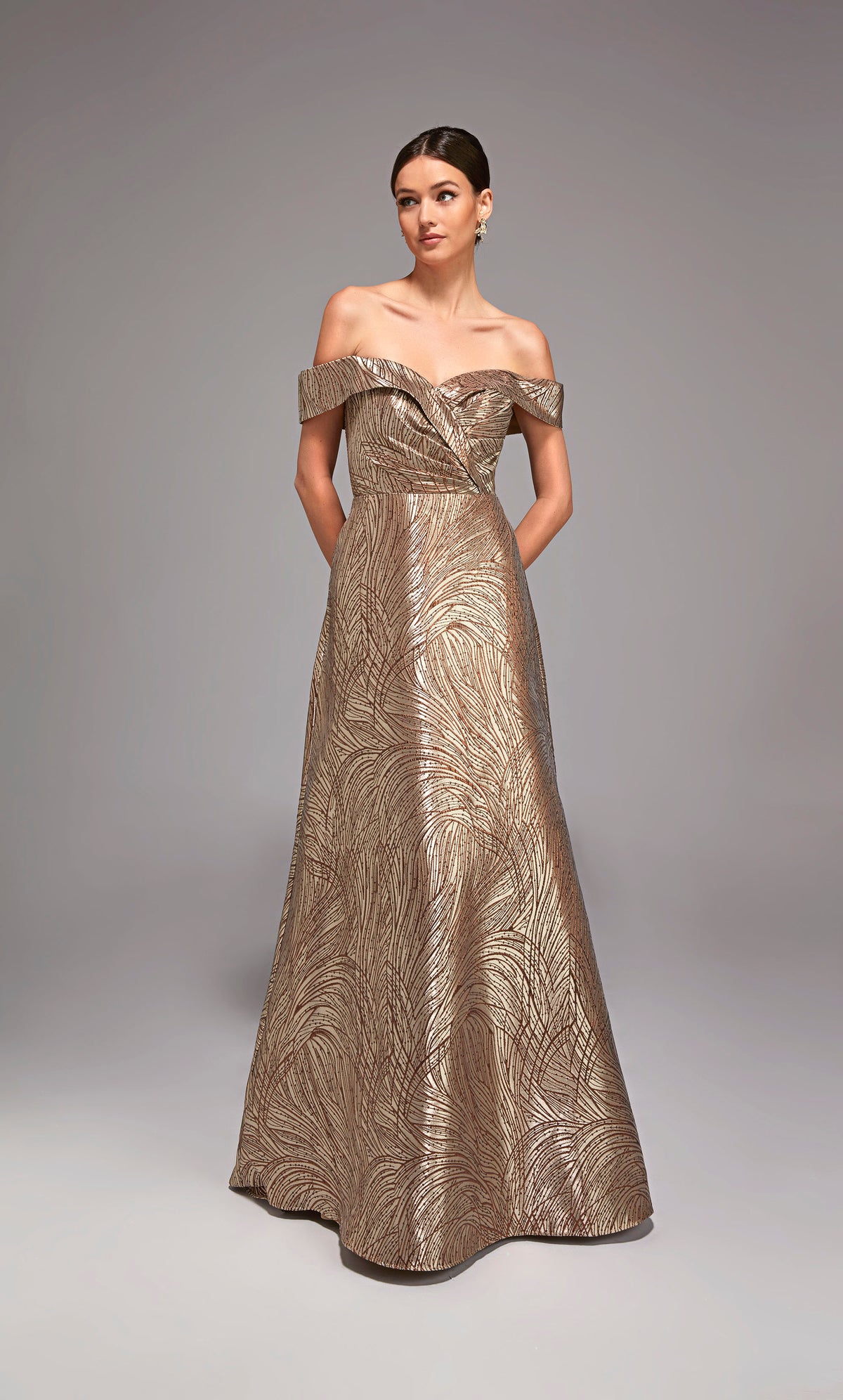 ALYCE Paris 27844 Special Occasion Off The Shoulder Neckline Elegant A Line Dress