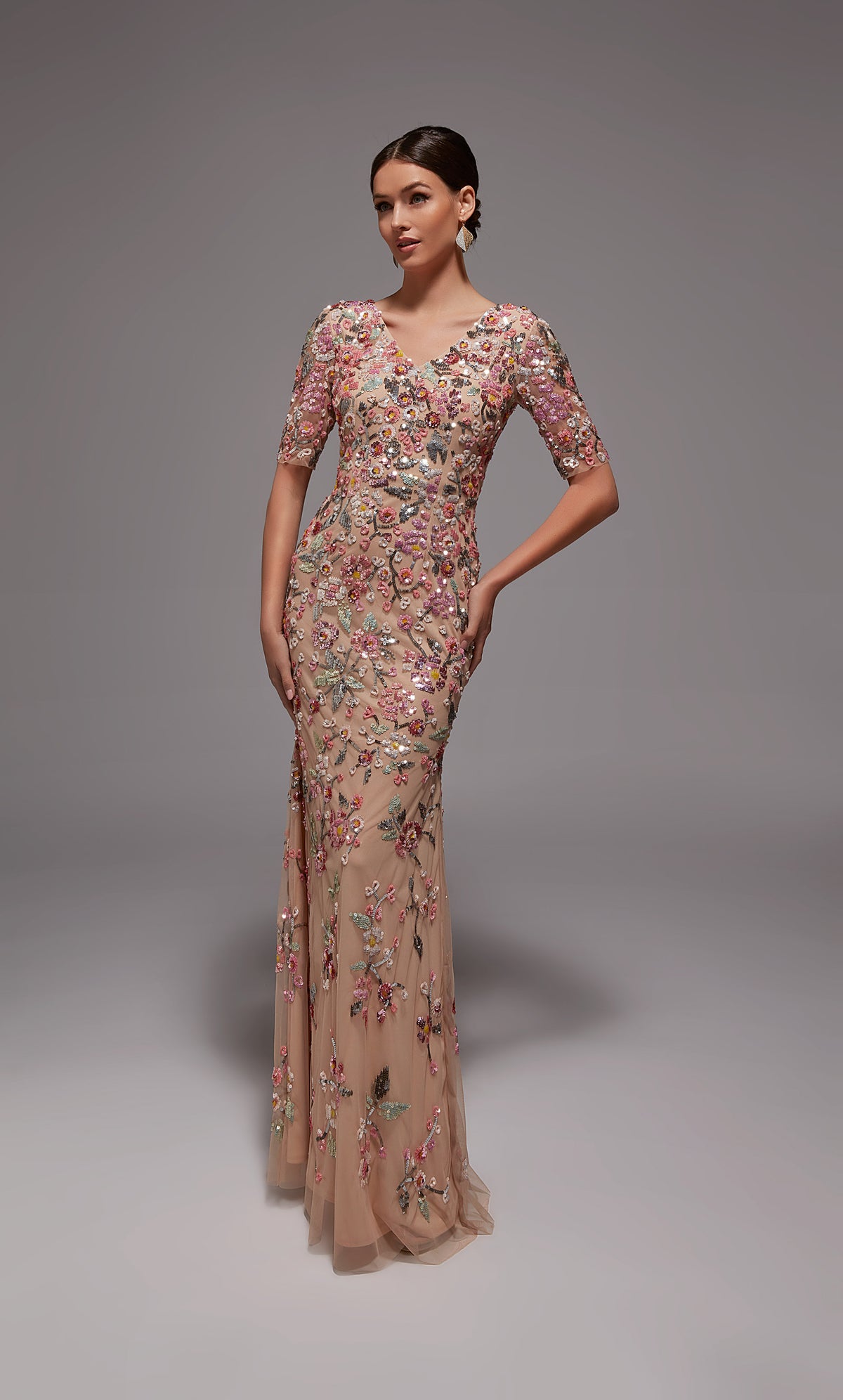 ALYCE Paris 27848 Special Occasion V-neckline Embellished Straight Dress