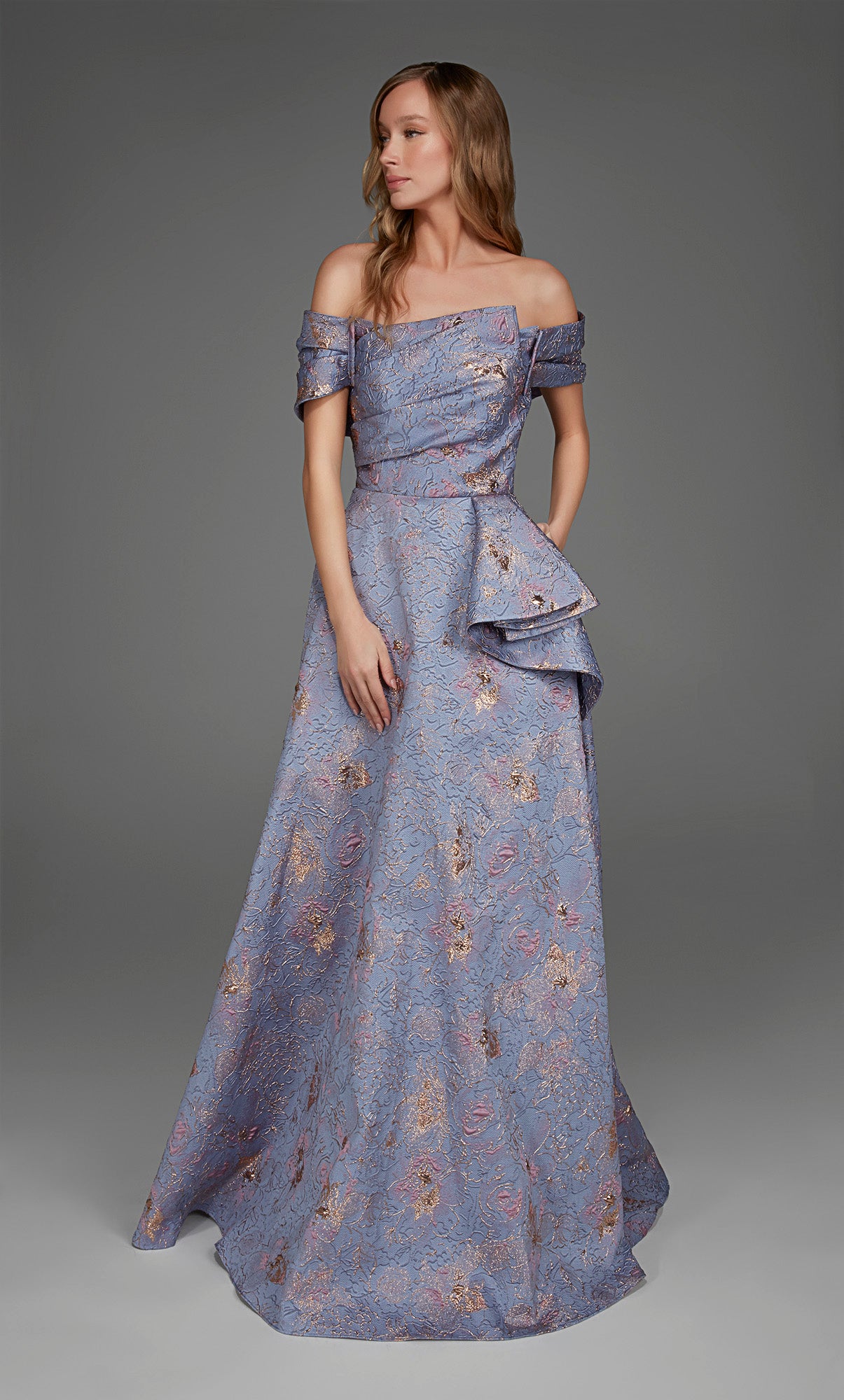 ALYCE Paris 27893 Special Occasion Off The Shoulder Neckline Waterfall Mermaid Dress