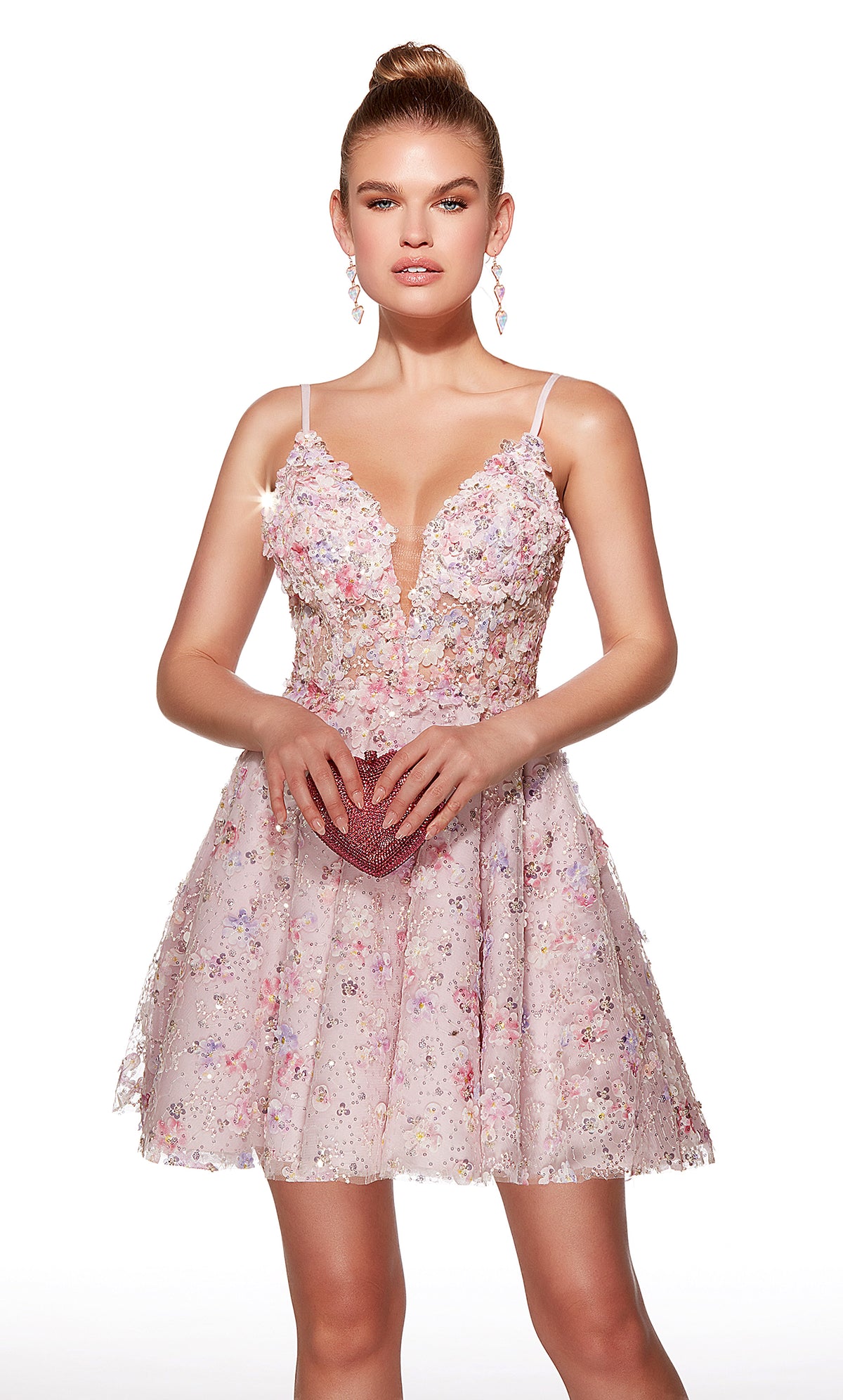 ALYCE Paris 30017 Homecoming Short Plunging Neckline Embellished A Line Dress