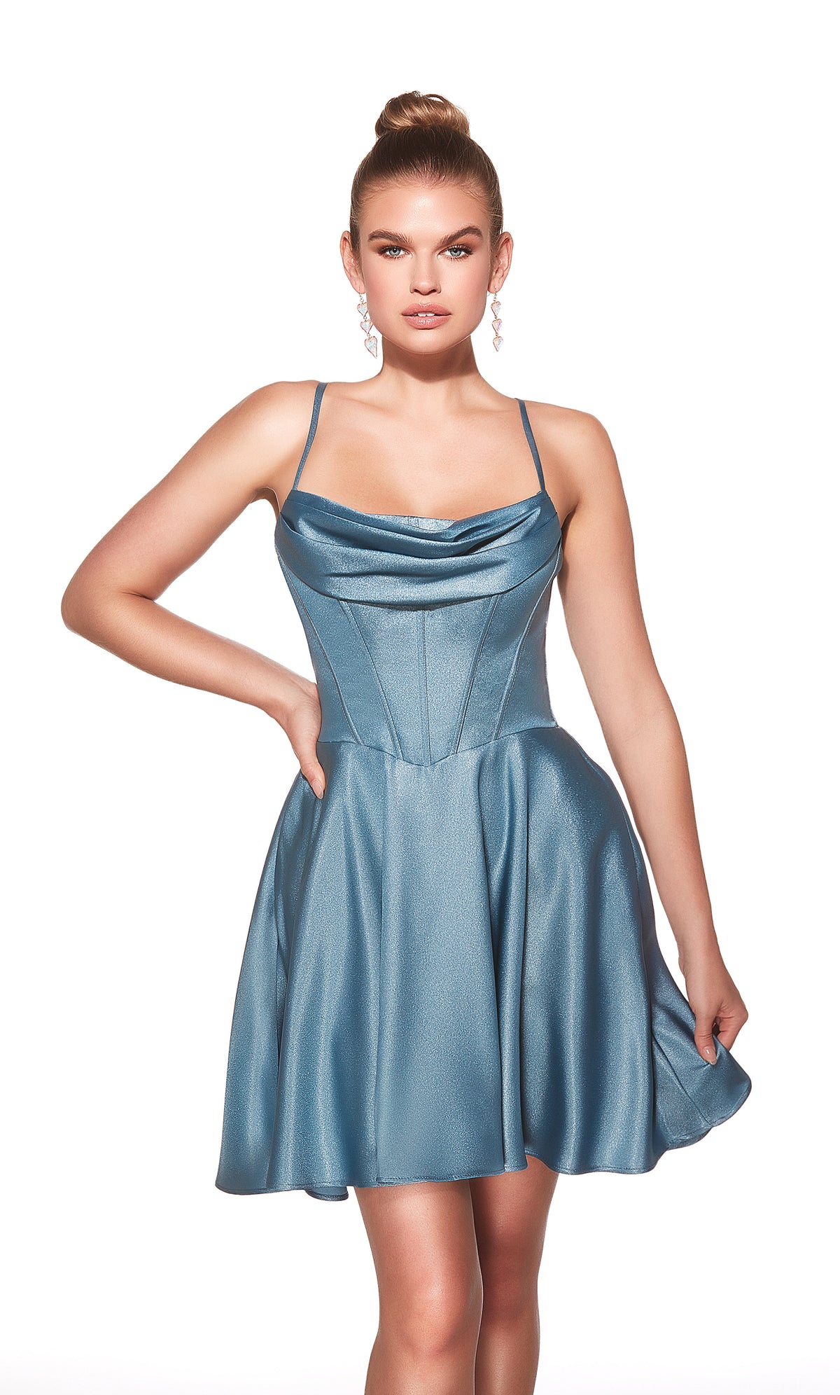ALYCE Paris 30047 Homecoming Short Cowl Neckline Corset A Line Dress