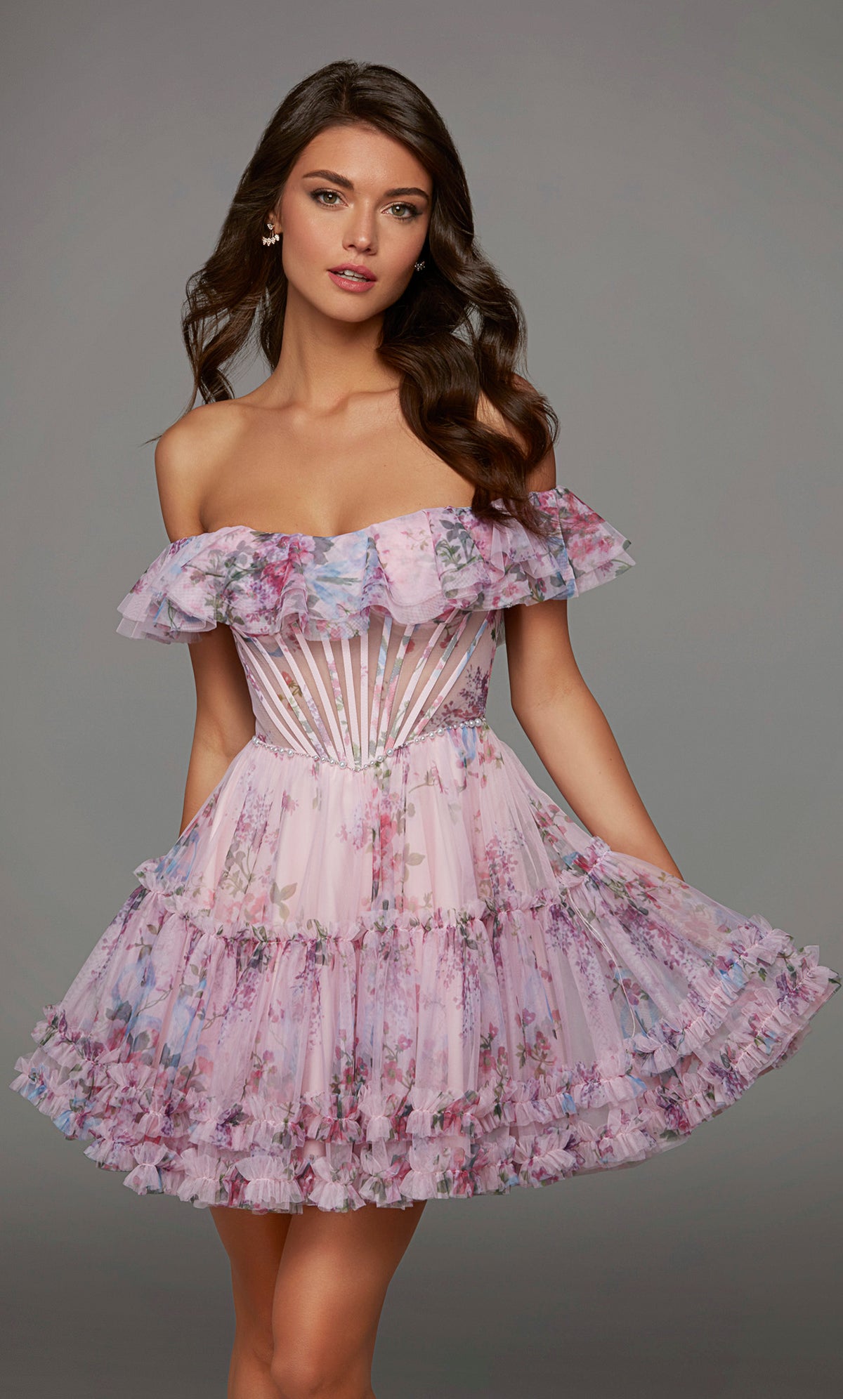ALYCE Paris 30103 Homecoming Short Off The Shoulder Neckline Ruffles A Line Dress