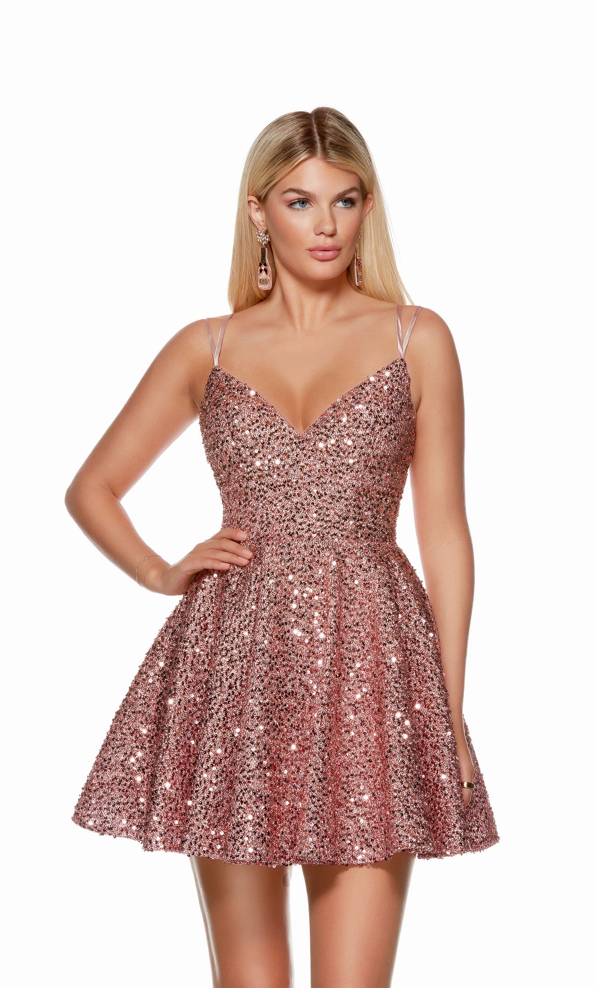ALYCE Paris 3176 Party V-neckline Embellished A Line Dress