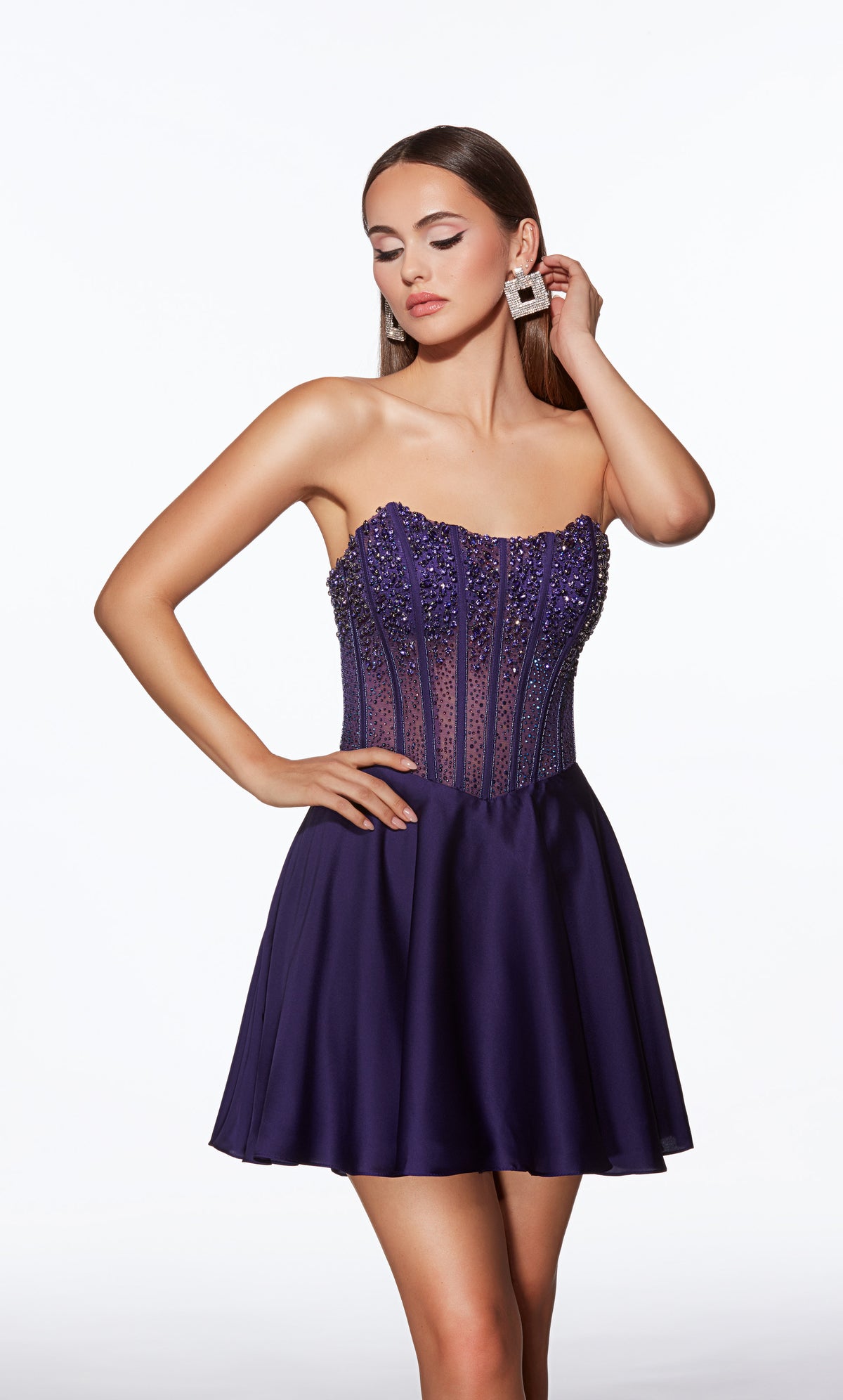 ALYCE Paris 40101 Homecoming Short Strapless Neckline Embellished A Line Dress