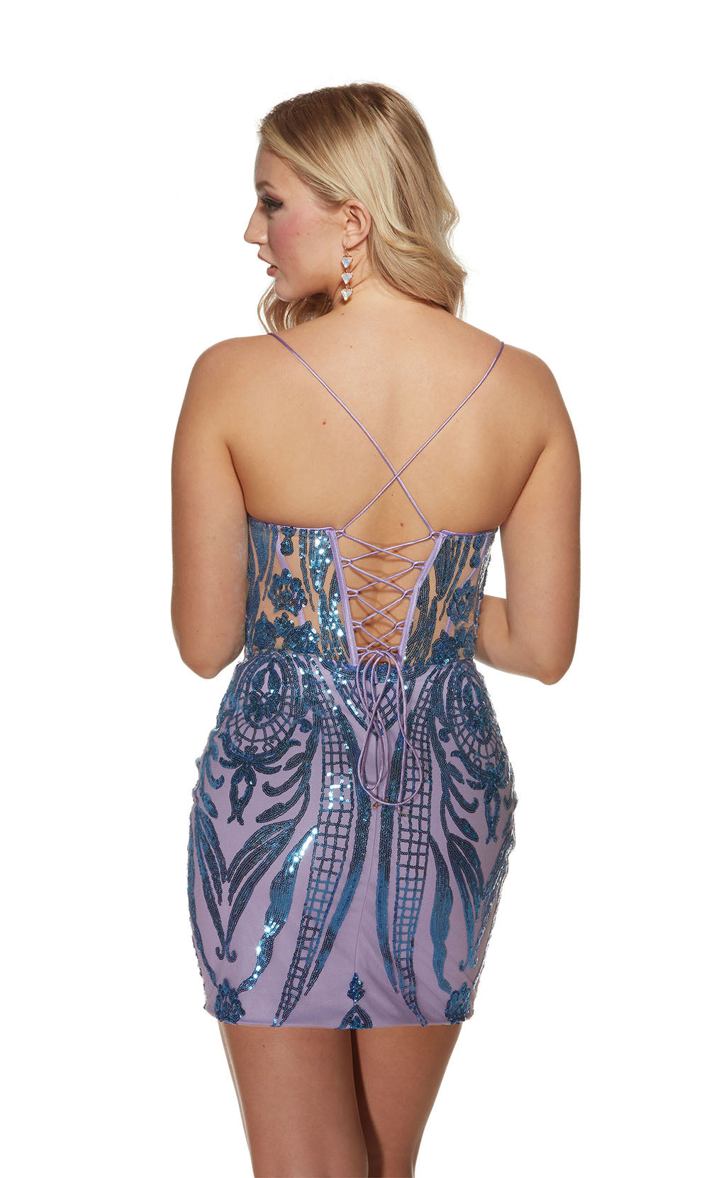 ALYCE Paris 4893 Homecoming Short Plunging Neckline Sexy Straight Dress