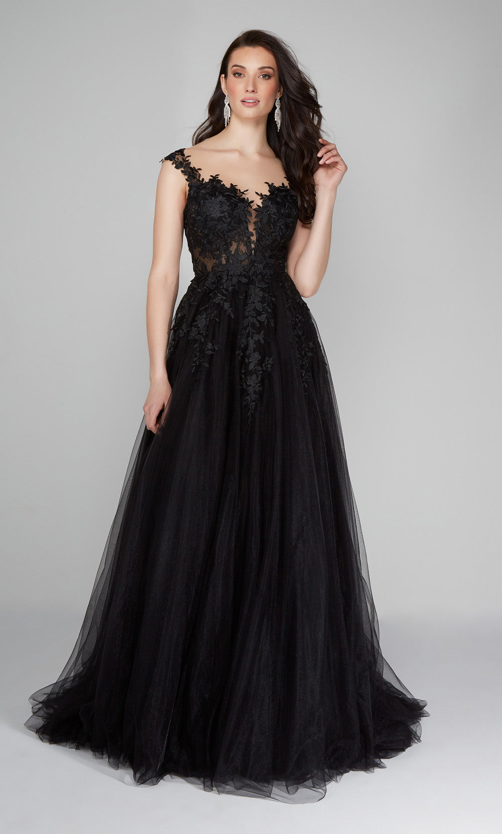 ALYCE Paris 5090 Bridal Plunging Neckline Illusion A Line Dress