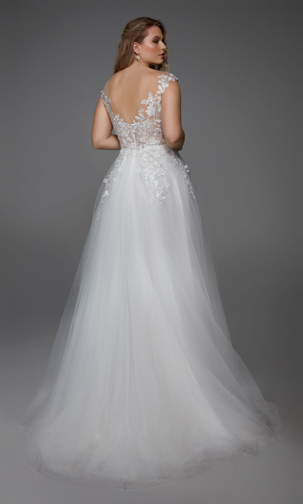 ALYCE Paris 5090 Bridal Plunging Neckline Illusion A Line Dress