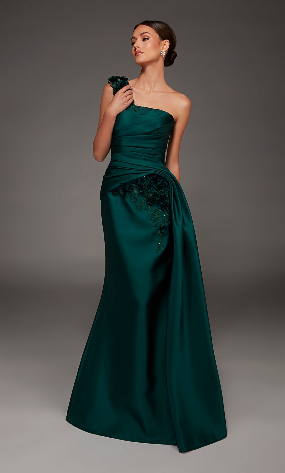 ALYCE Paris 55030 One Shoulder Neckline Ruched/draped A Line Dress
